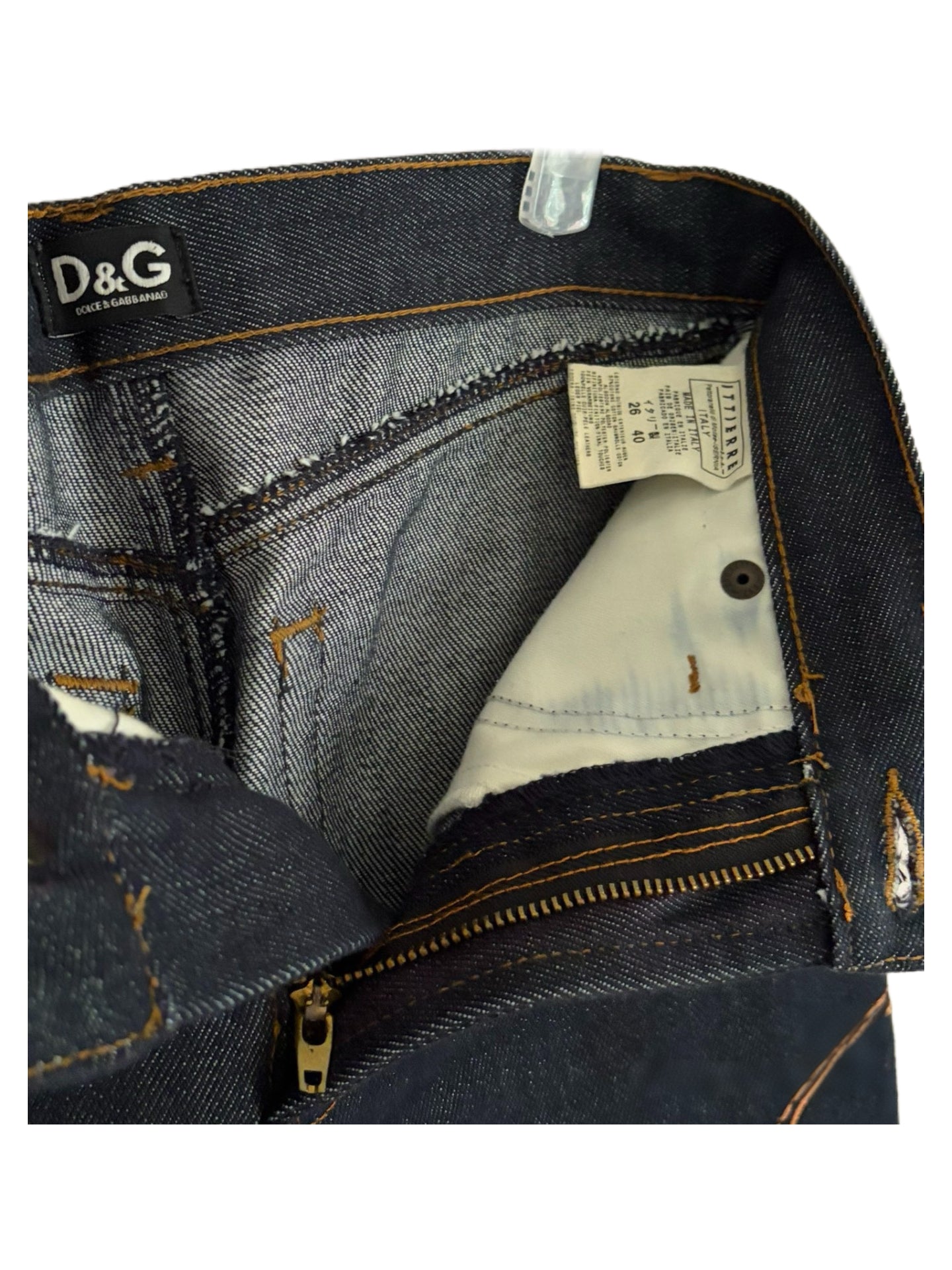 Dolce & Gabbana Vintage Dark Indigo Denim Leather Appliqué Straight-Leg Jeans
