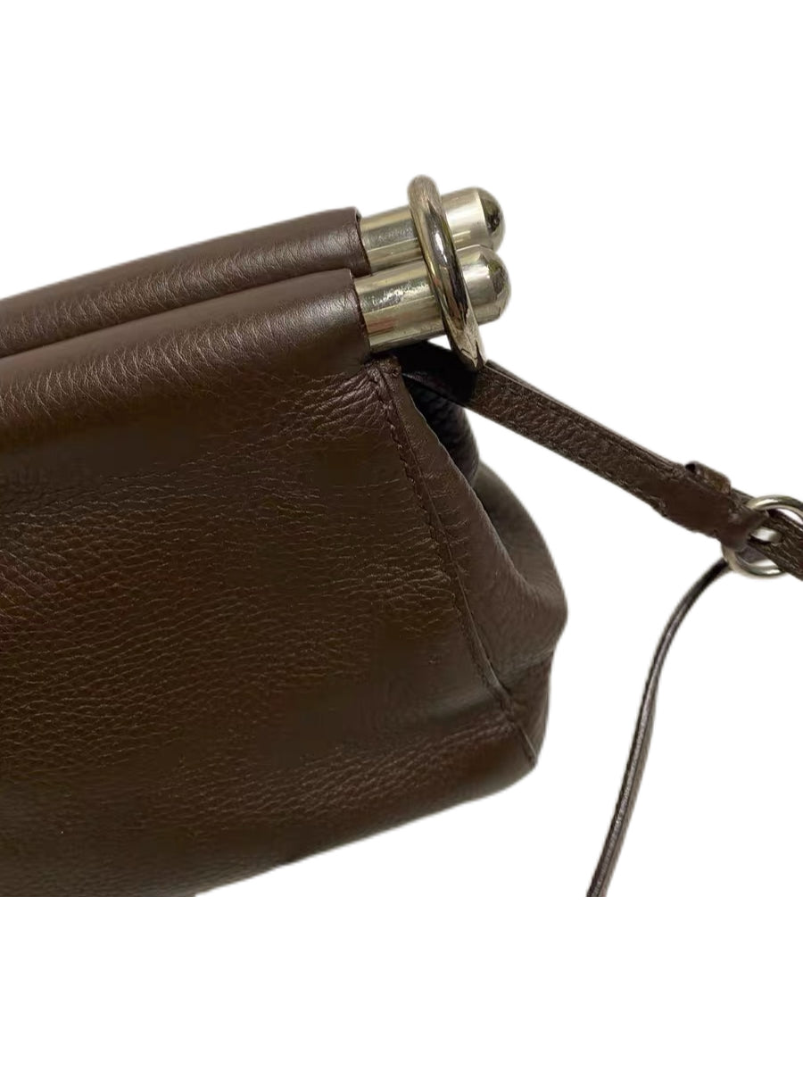 Prada 2003 Runway Leather Metal Bar Bag – Brown Vintage Prada Top Handle & Crossbody Bag