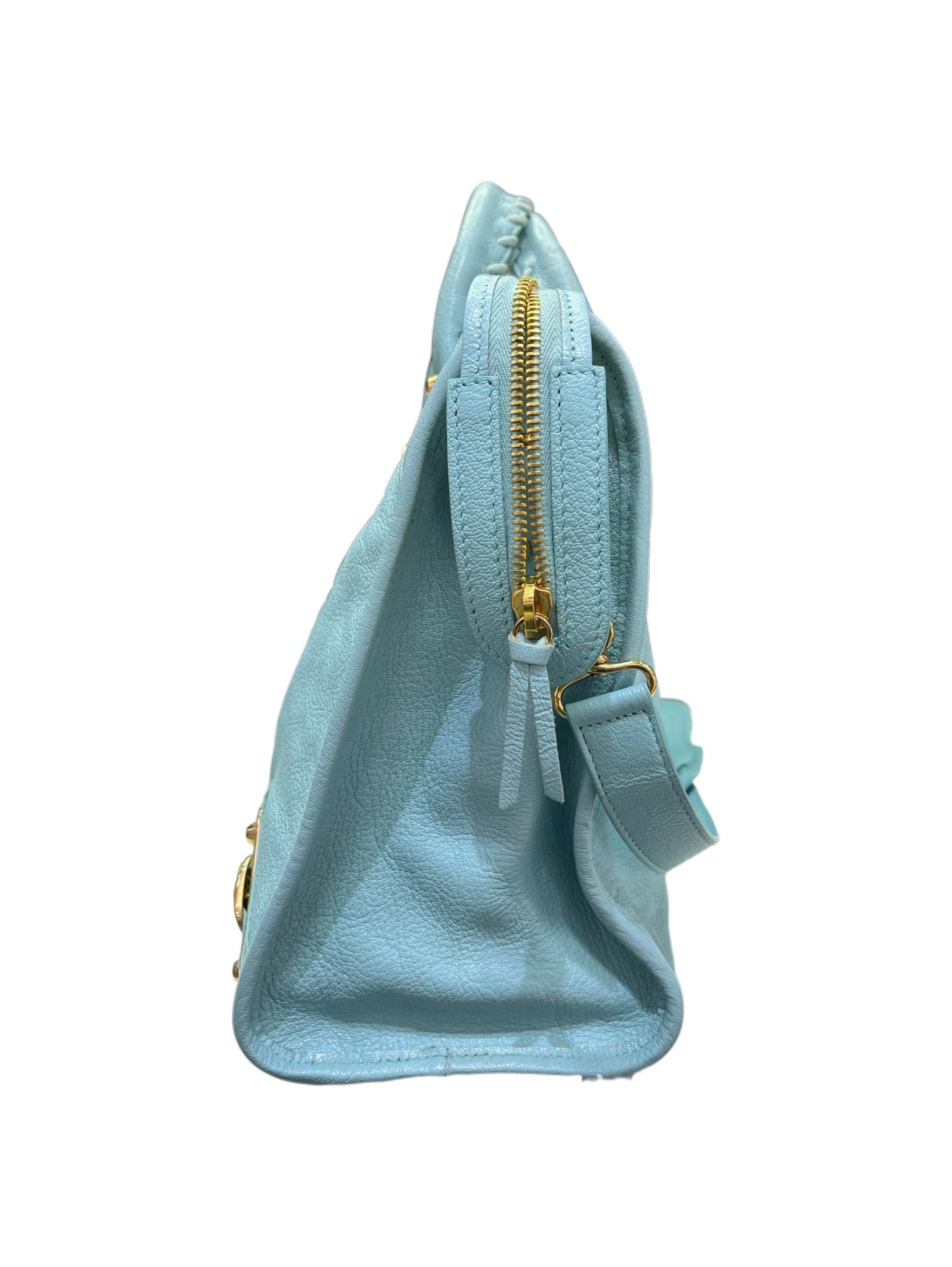Balenciaga Classic City Bag Blue Leather – Motorcycle Bag with Mirror Gold Hardware Iconic Model