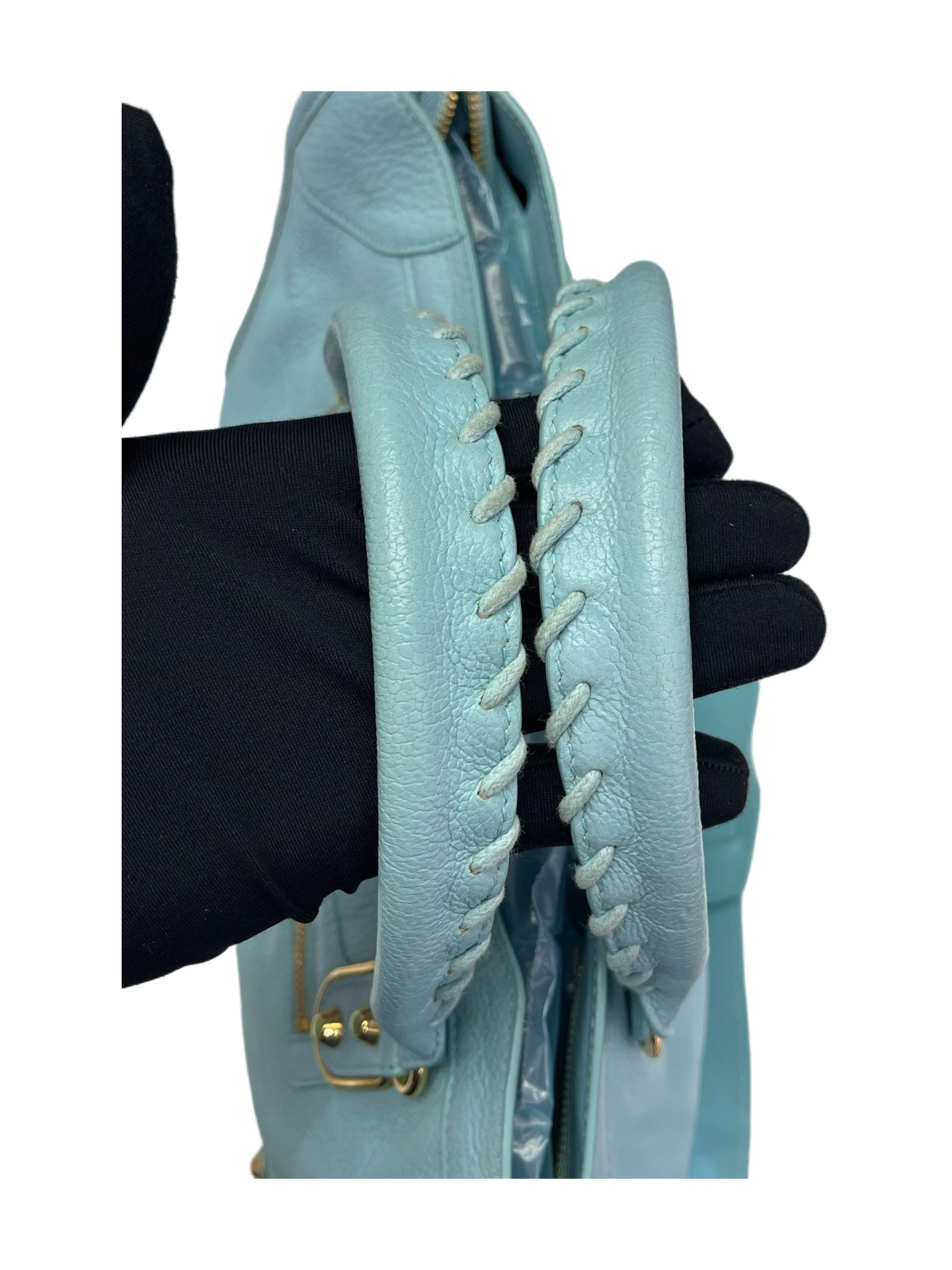 Balenciaga Classic City Bag Blue Leather – Motorcycle Bag with Mirror Gold Hardware Iconic Model