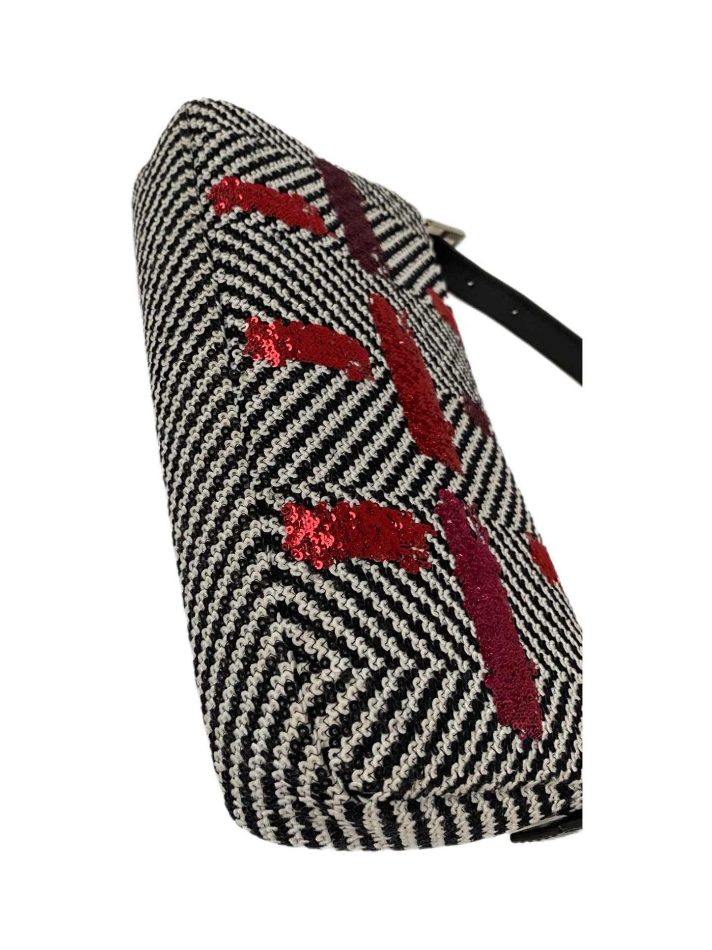 Fendi Vintage Sequin & Velvet Baguette Bag – Y2K Pattern Shoulder Bag Iconic Mini Handbag
