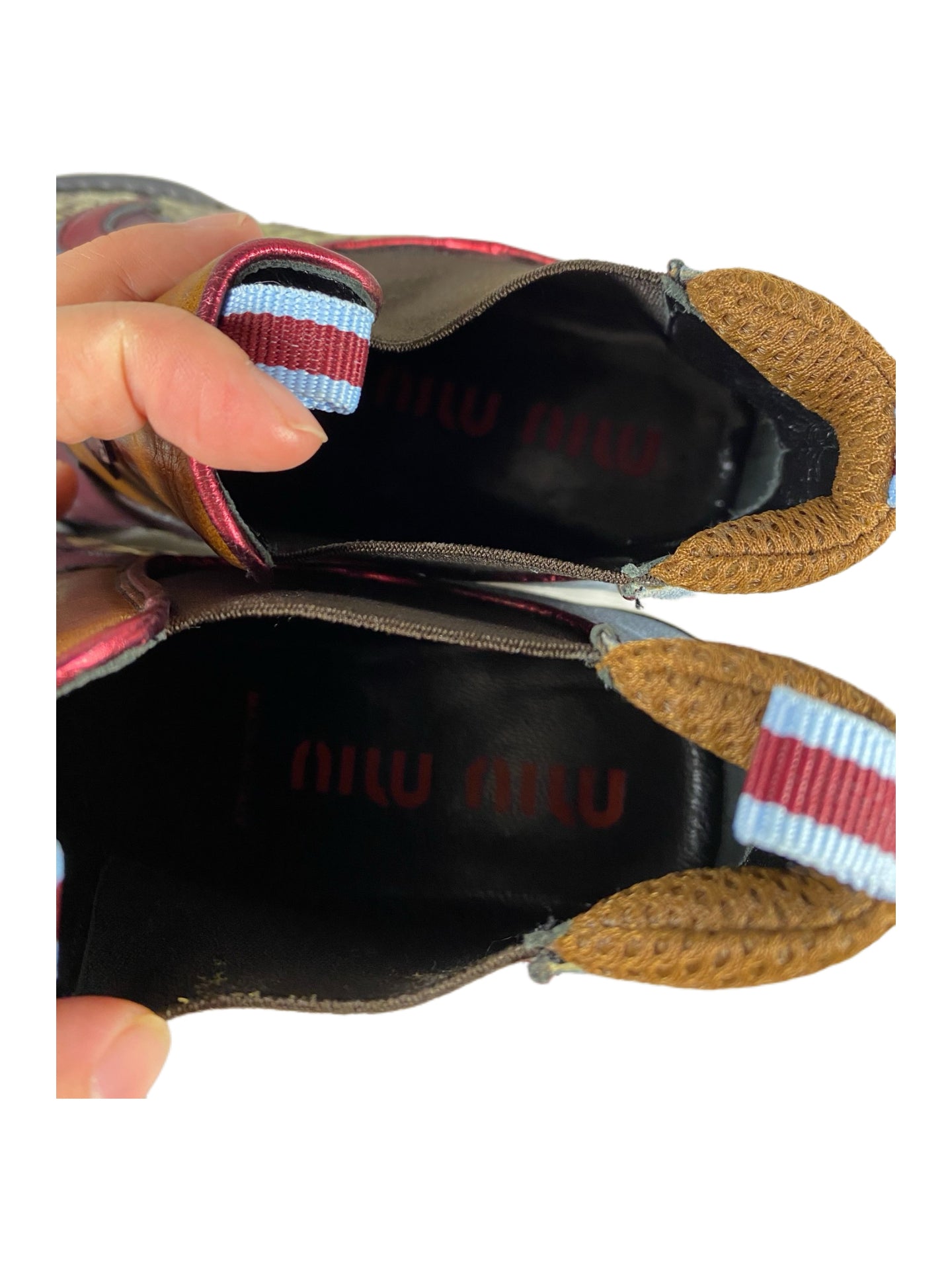 Miu Miu Vintage Patchwork Leather Snake Panel Ankle Boots – Kitten Heel Pointed Toe Y2K Archive