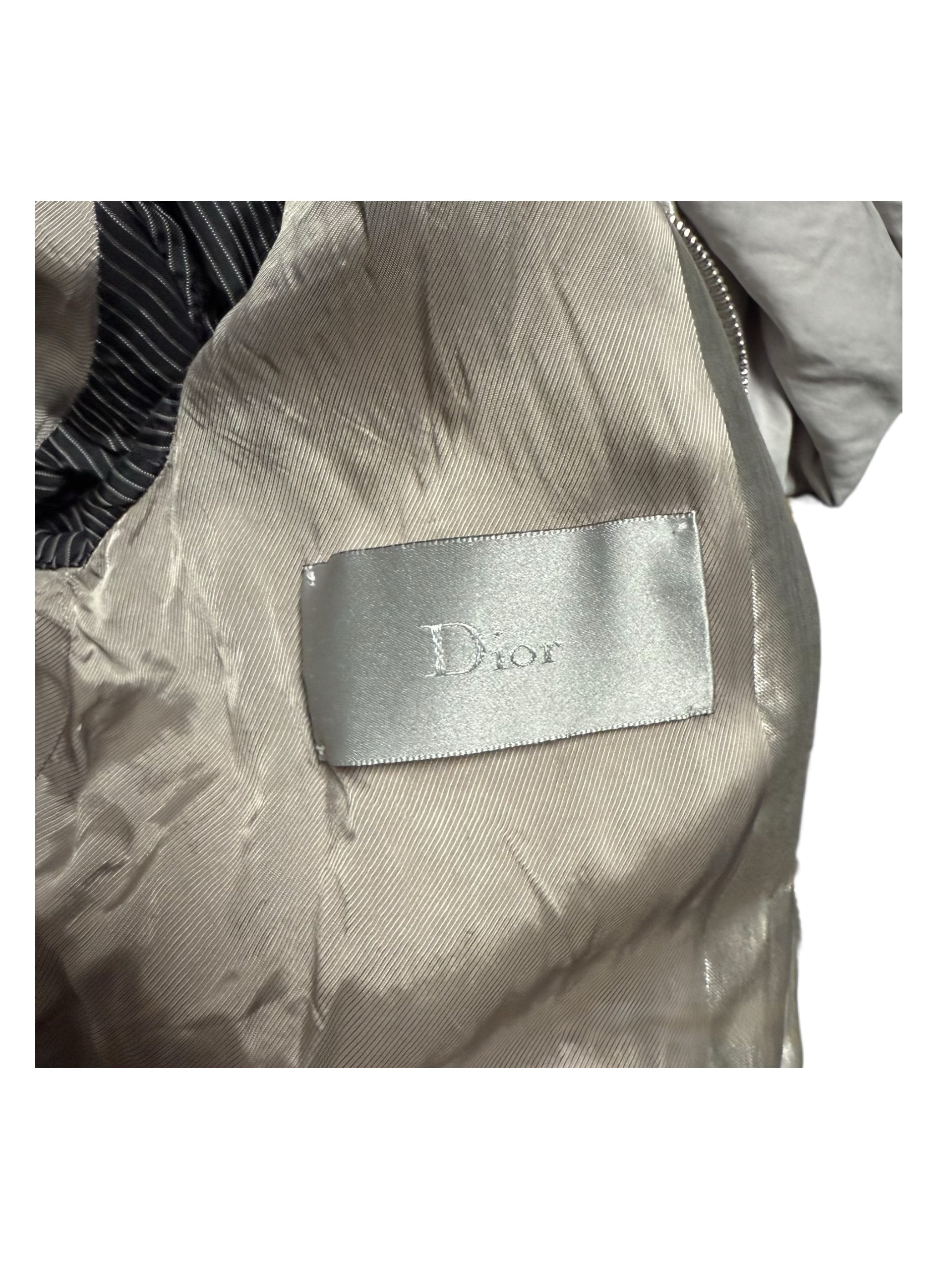 Dior Homme 2007 SS Hedi Slimane Silver Laser Ruched Bomber Jacket Runway Archive Piece