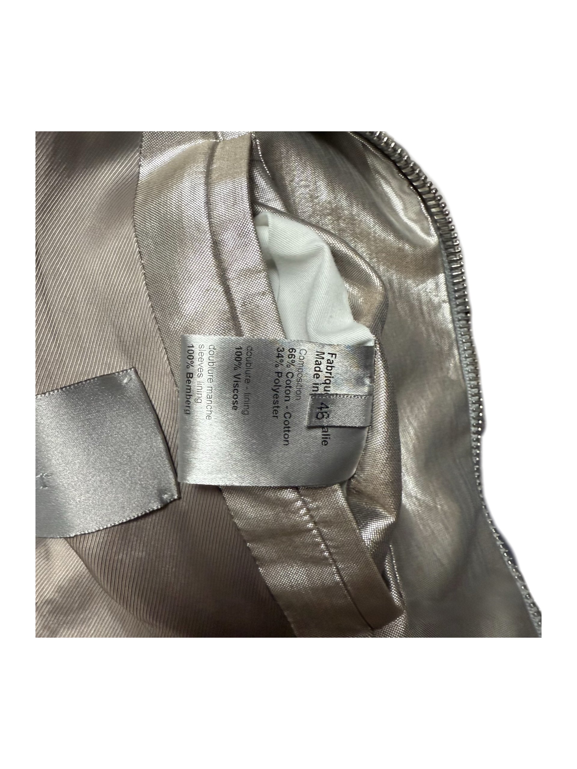 Dior Homme 2007 SS Hedi Slimane Silver Laser Ruched Bomber Jacket Runway Archive Piece