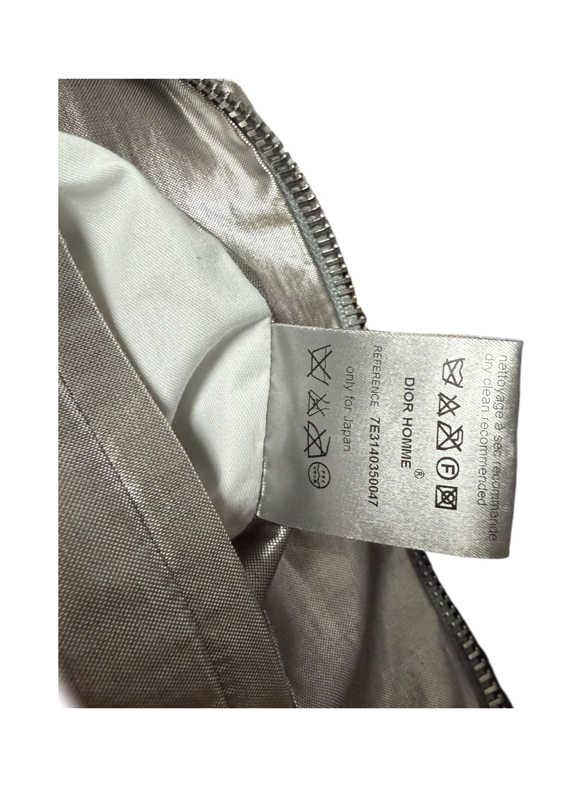 Dior Homme 2007 SS Hedi Slimane Silver Laser Ruched Bomber Jacket Runway Archive Piece