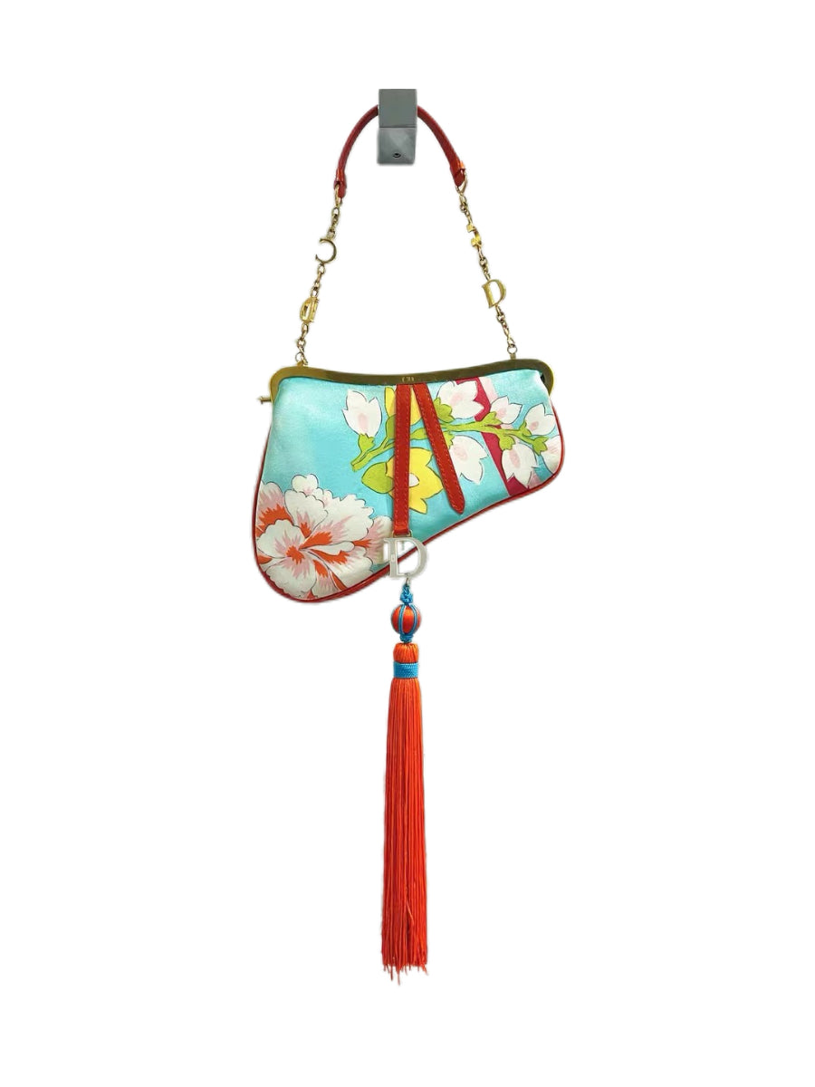 Christian Dior by John Galliano 2003 Runway Limited Edition Embroidered Floral Saddle Bag with Tassel Charm – Numbered Collector Piece