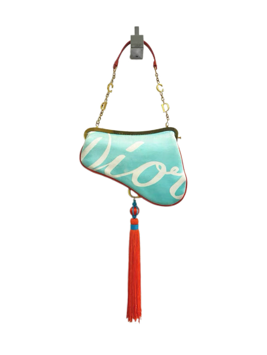 Christian Dior by John Galliano 2003 Runway Limited Edition Embroidered Floral Saddle Bag with Tassel Charm – Numbered Collector Piece