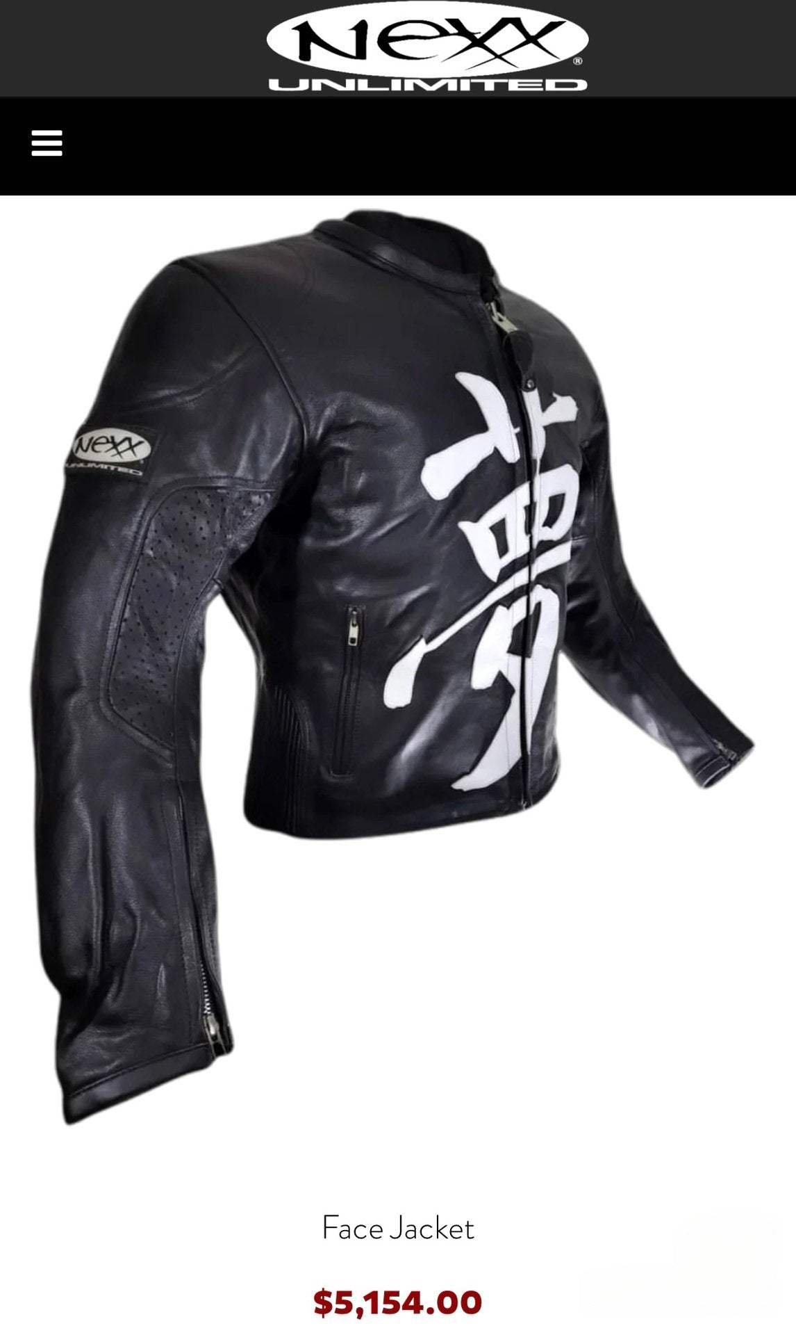 Nexx Unlimited Vintage Leather Biker Jacket Kanji Print 90s Hip Hop Archive Rare