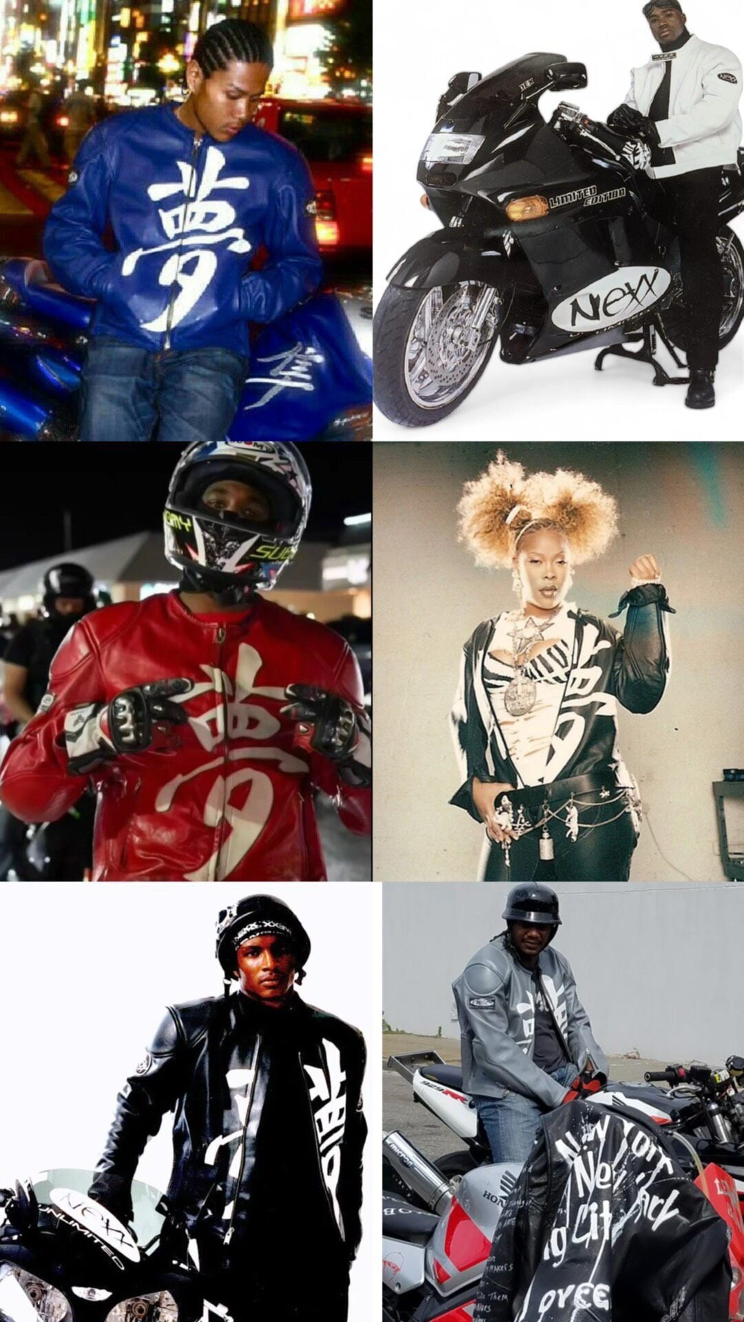 Nexx Custom Blue Leather Biker Jacket – Graphic Kanji Moto Racing Jacket