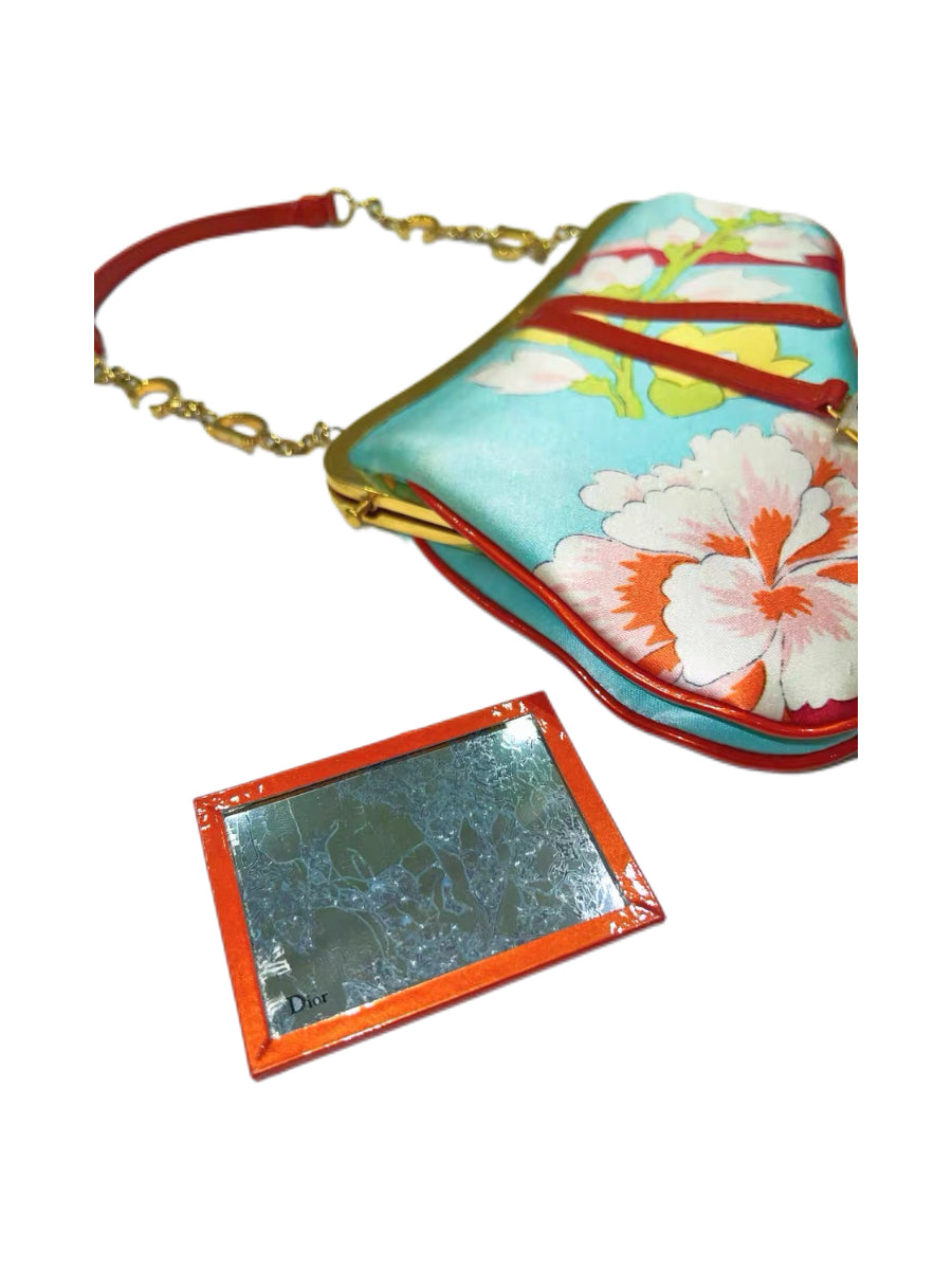 Christian Dior by John Galliano 2003 Runway Limited Edition Embroidered Floral Saddle Bag with Tassel Charm – Numbered Collector Piece