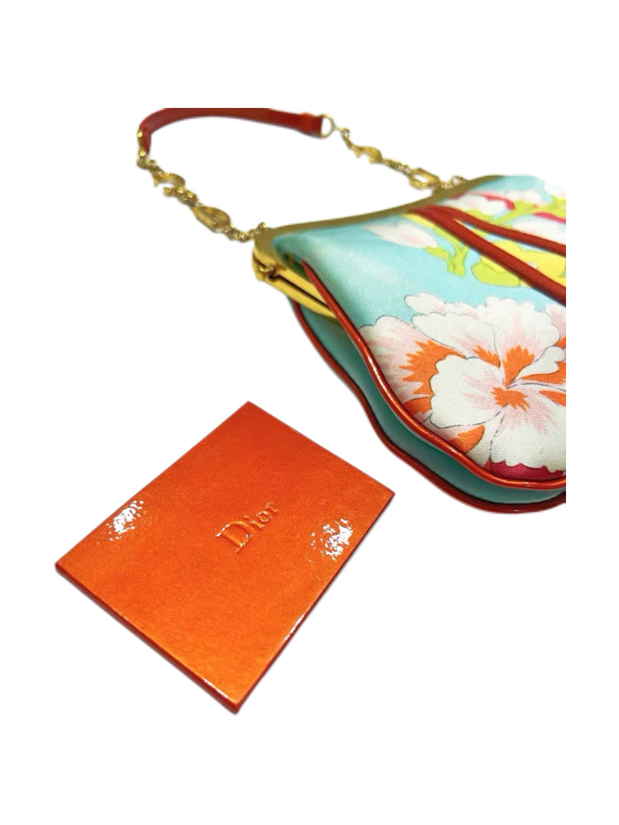 Christian Dior by John Galliano 2003 Runway Limited Edition Embroidered Floral Saddle Bag with Tassel Charm – Numbered Collector Piece