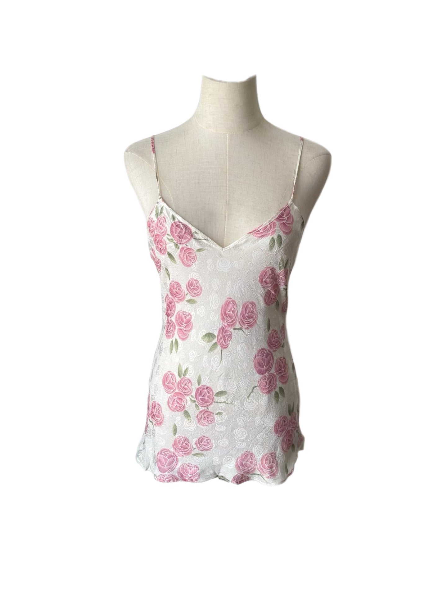 Christian Dior 1999 SS John Galliano Silk Floral Camisole Top Rose Print Runway Archive Piece