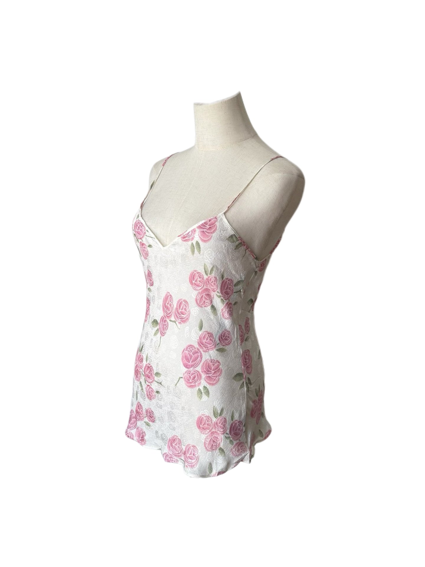 Christian Dior 1999 SS John Galliano Silk Floral Camisole Top Rose Print Runway Archive Piece