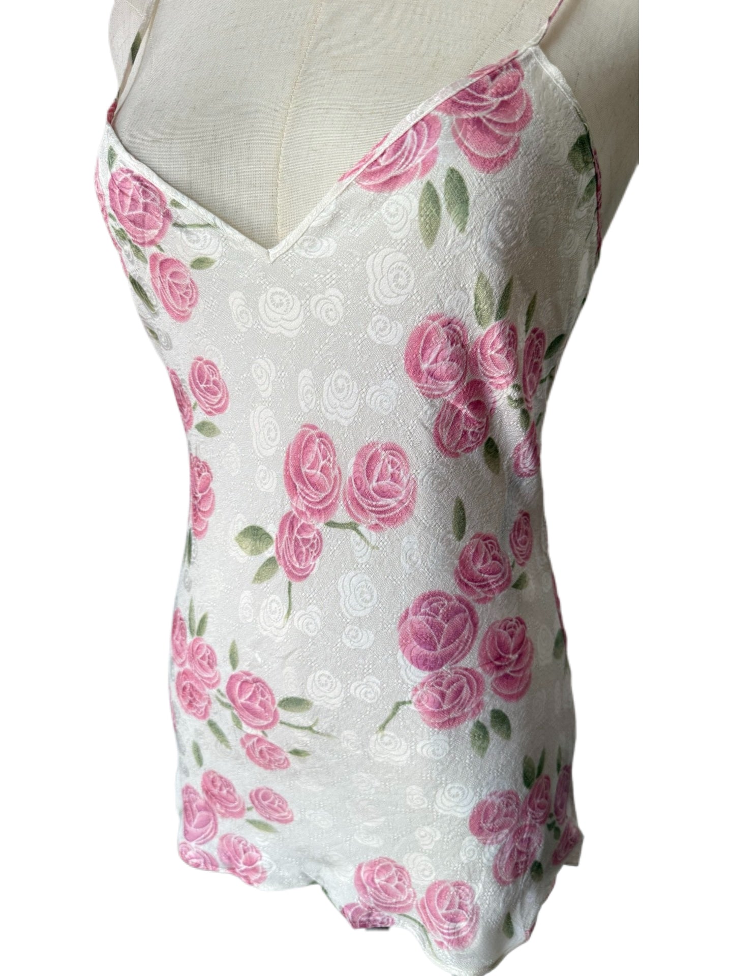 Christian Dior 1999 SS John Galliano Silk Floral Camisole Top Rose Print Runway Archive Piece