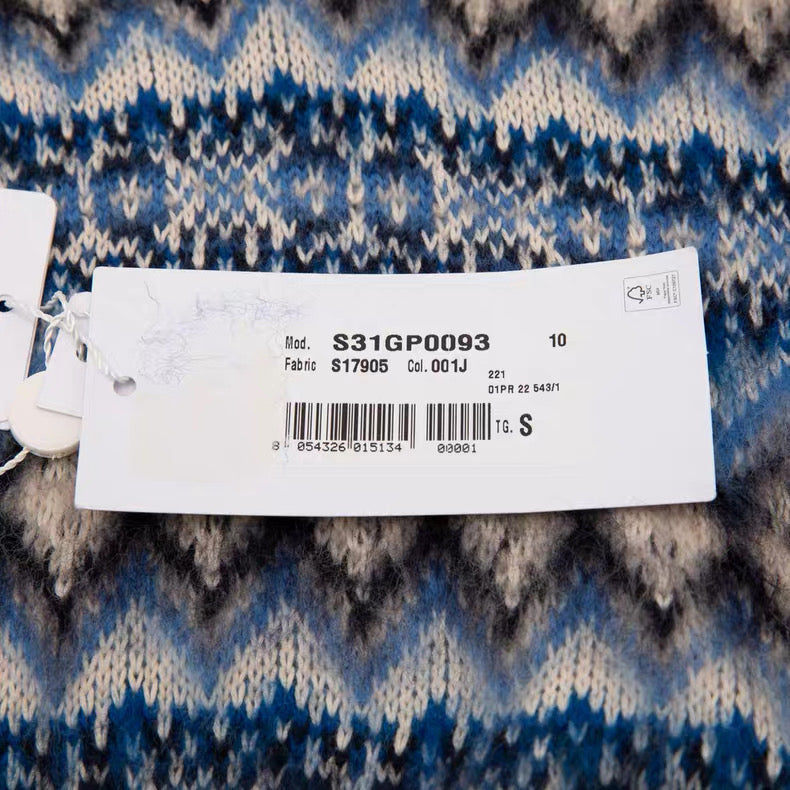 Maison Margiela Distressed Fair Isle Wool Knit Vest – V-Neck Sleeveless Sweater AW Deconstructed Layering Piece