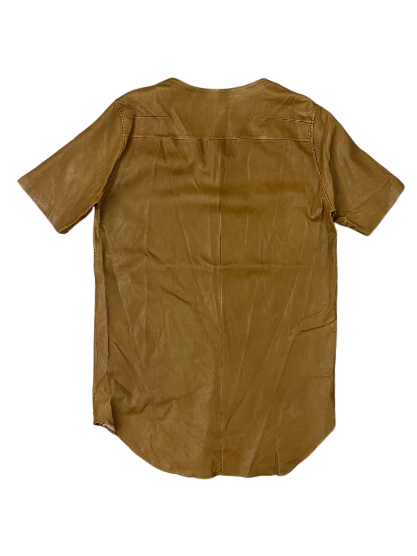 Dior Homme Lambskin Leather Short Sleeve Top Brown Minimalist Leather T-Shirt Archive Made in France