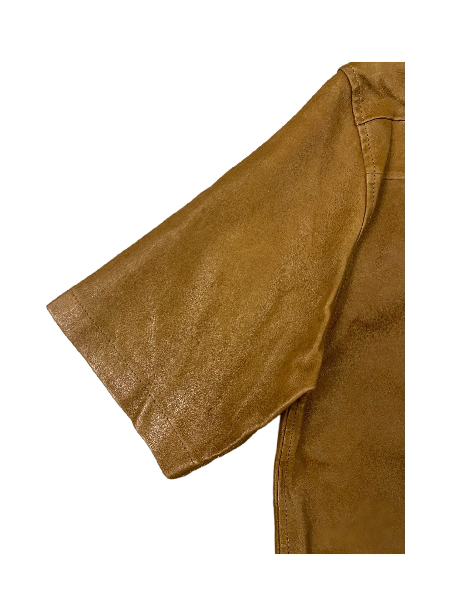 Dior Homme Lambskin Leather Short Sleeve Top Brown Minimalist Leather T-Shirt Archive Made in France