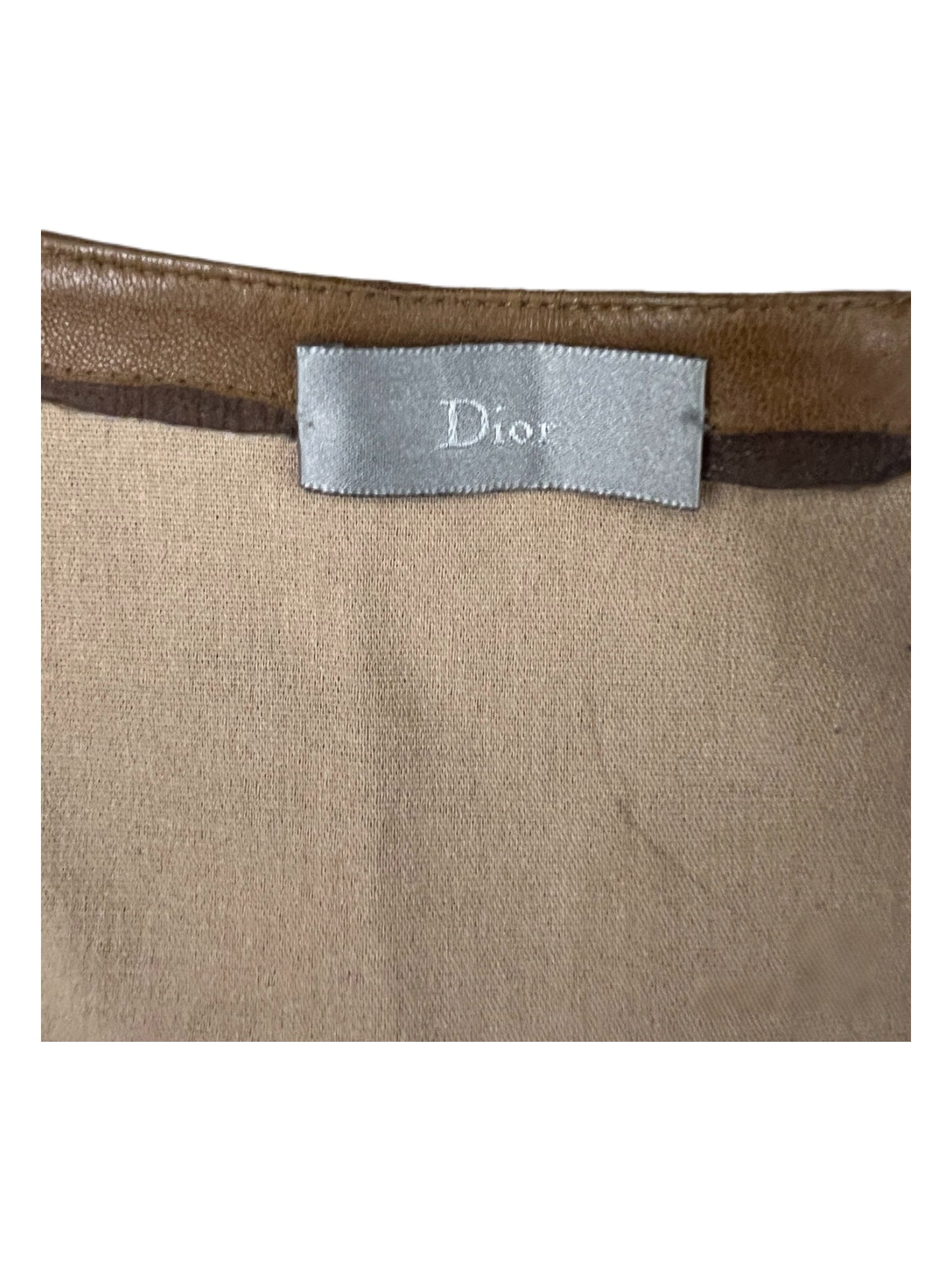 Dior Homme Lambskin Leather Short Sleeve Top Brown Minimalist Leather T-Shirt Archive Made in France