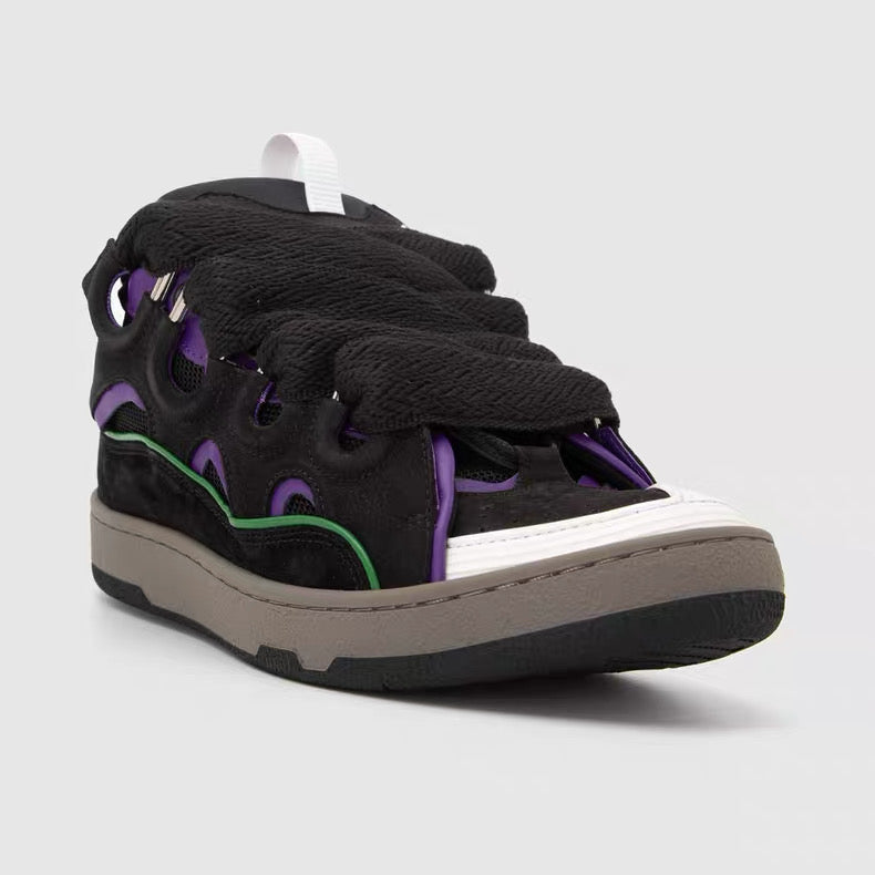 Lanvin Curb Sneaker Multicolor Leather Low-Top – Chunky Lace Skate