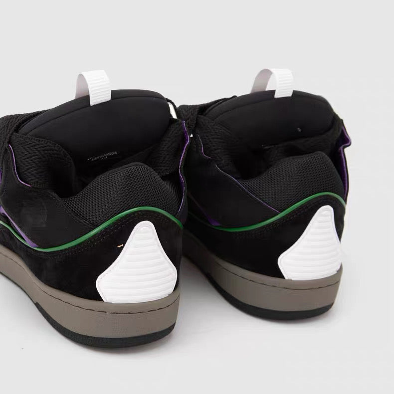 Lanvin Curb Sneaker Multicolor Leather Low-Top – Chunky Lace Skate Style Sneakers SS