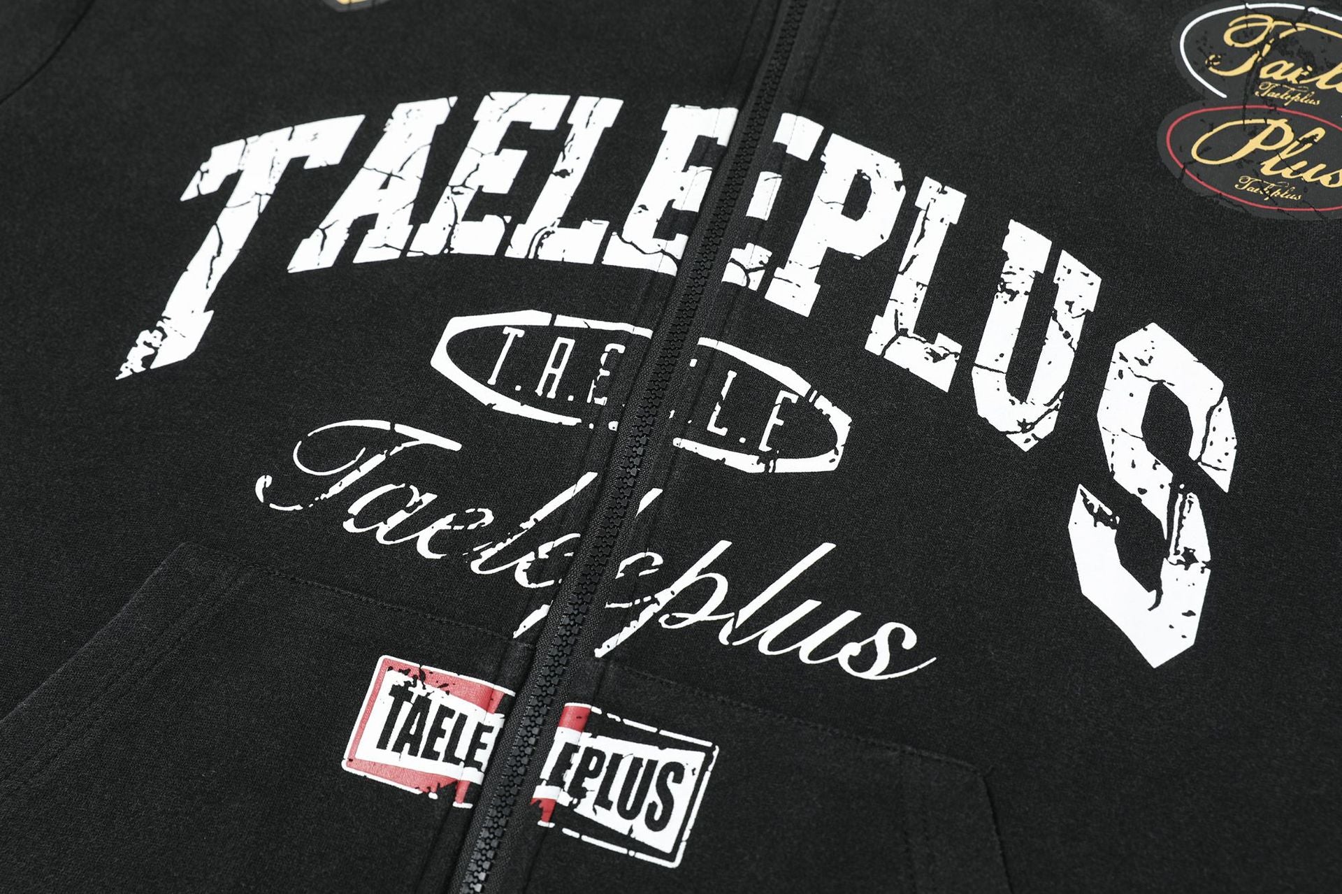 Taeleplus Racing Graphic Washed Zip-Up Hoodie – Black