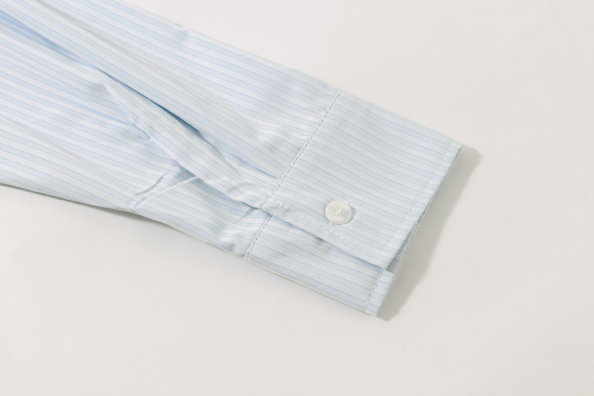 MR047 Polo Rider Striped Cotton Shirt – Light Blue / Black Motif