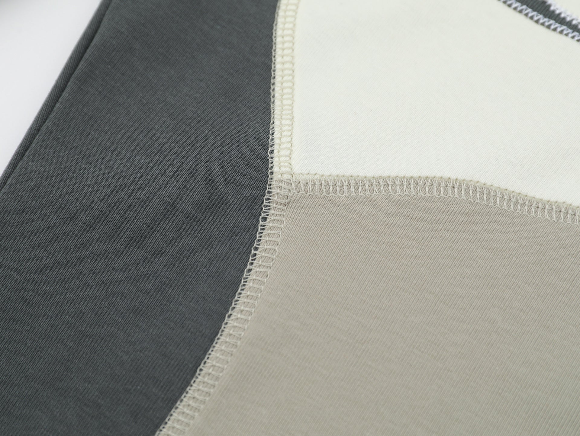 ACEx-888 Contrast Panel Long Sleeve Top – Taupe / Charcoal / Ivory