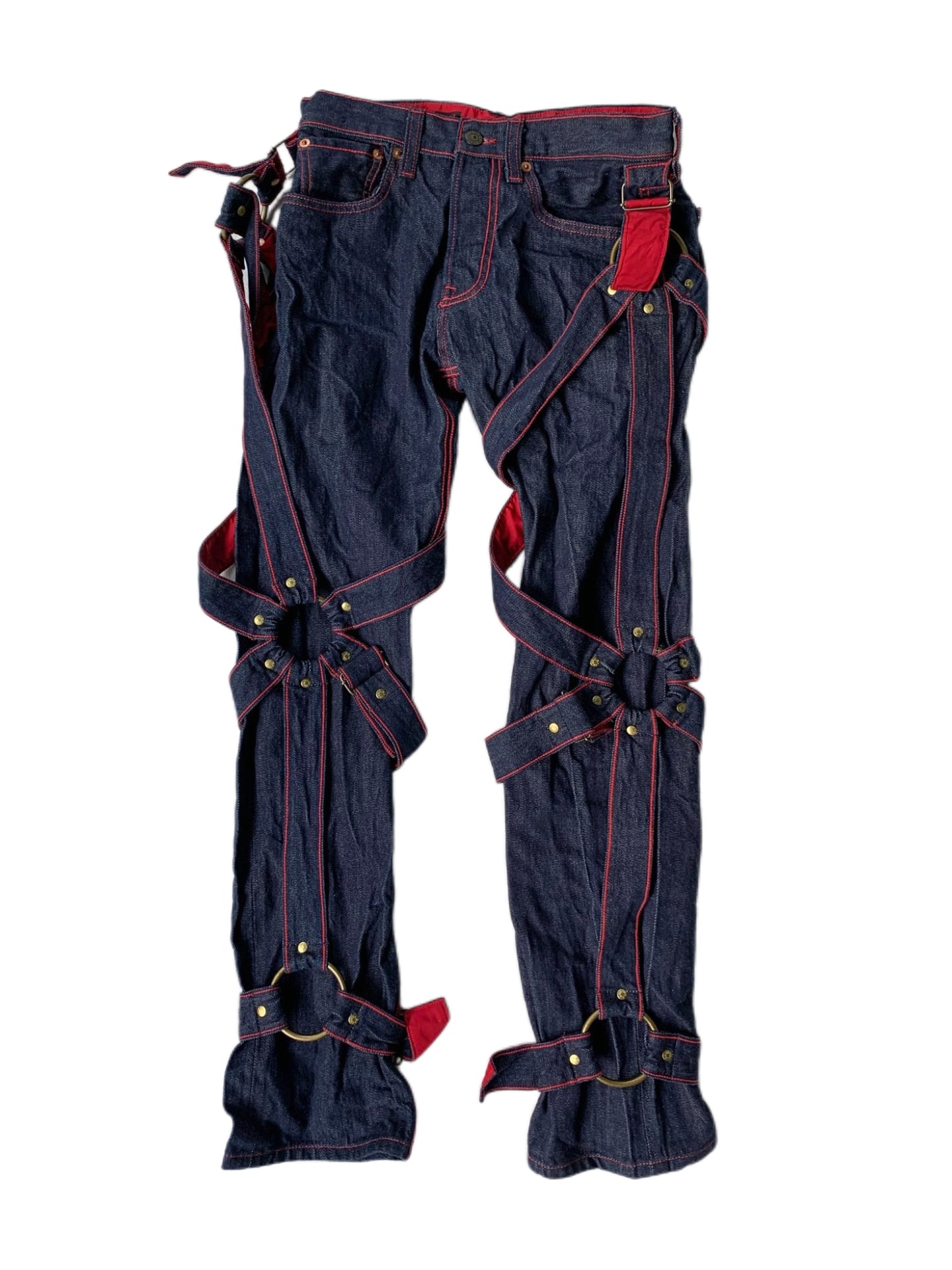 Jean Paul Gaultier × Levi’s Bondage Strap Denim Jeans Punk Harness Detail Archive Rare Piece