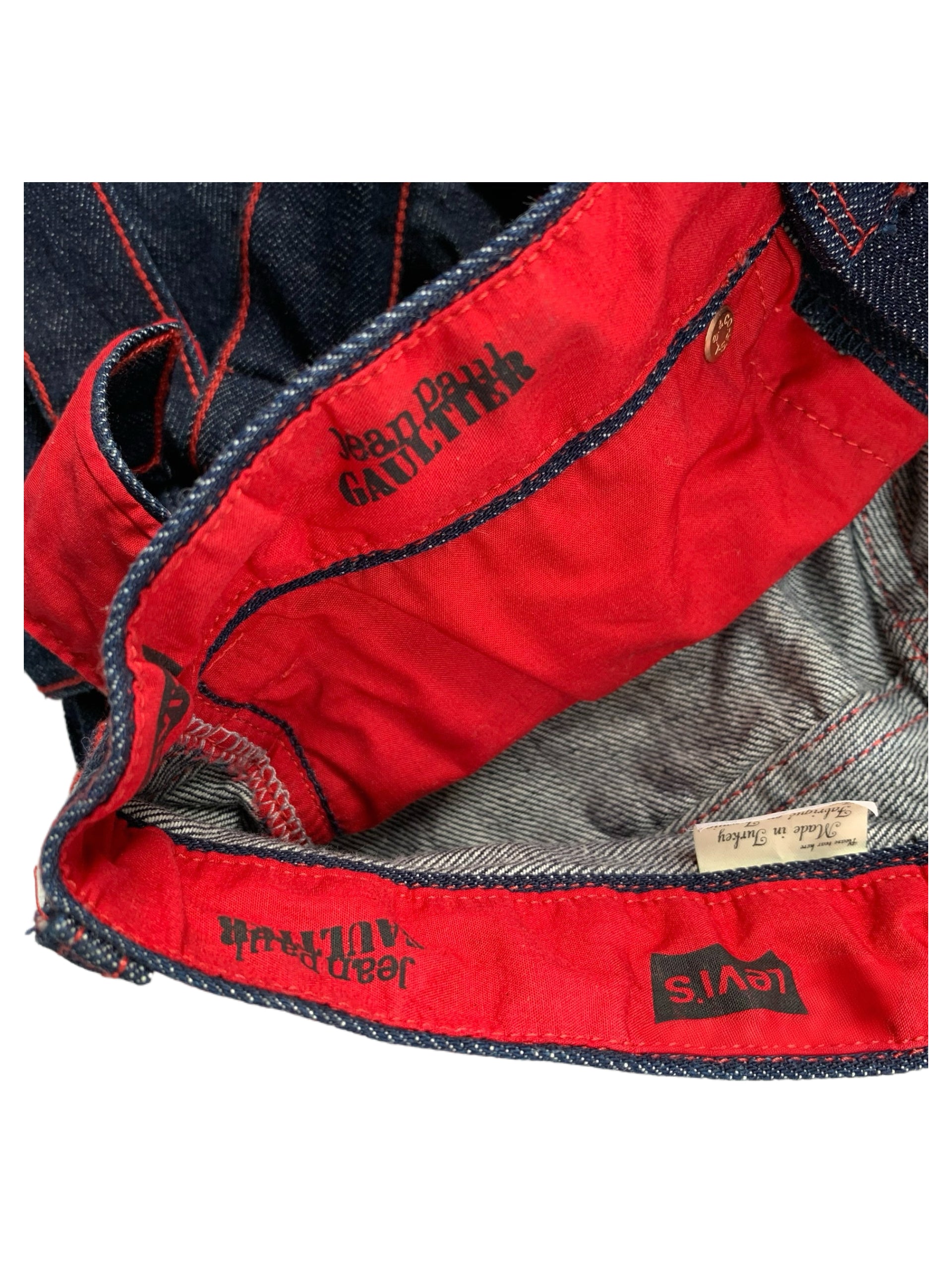 Jean Paul Gaultier × Levi’s Bondage Strap Denim Jeans Punk Harness Detail Archive Rare Piece