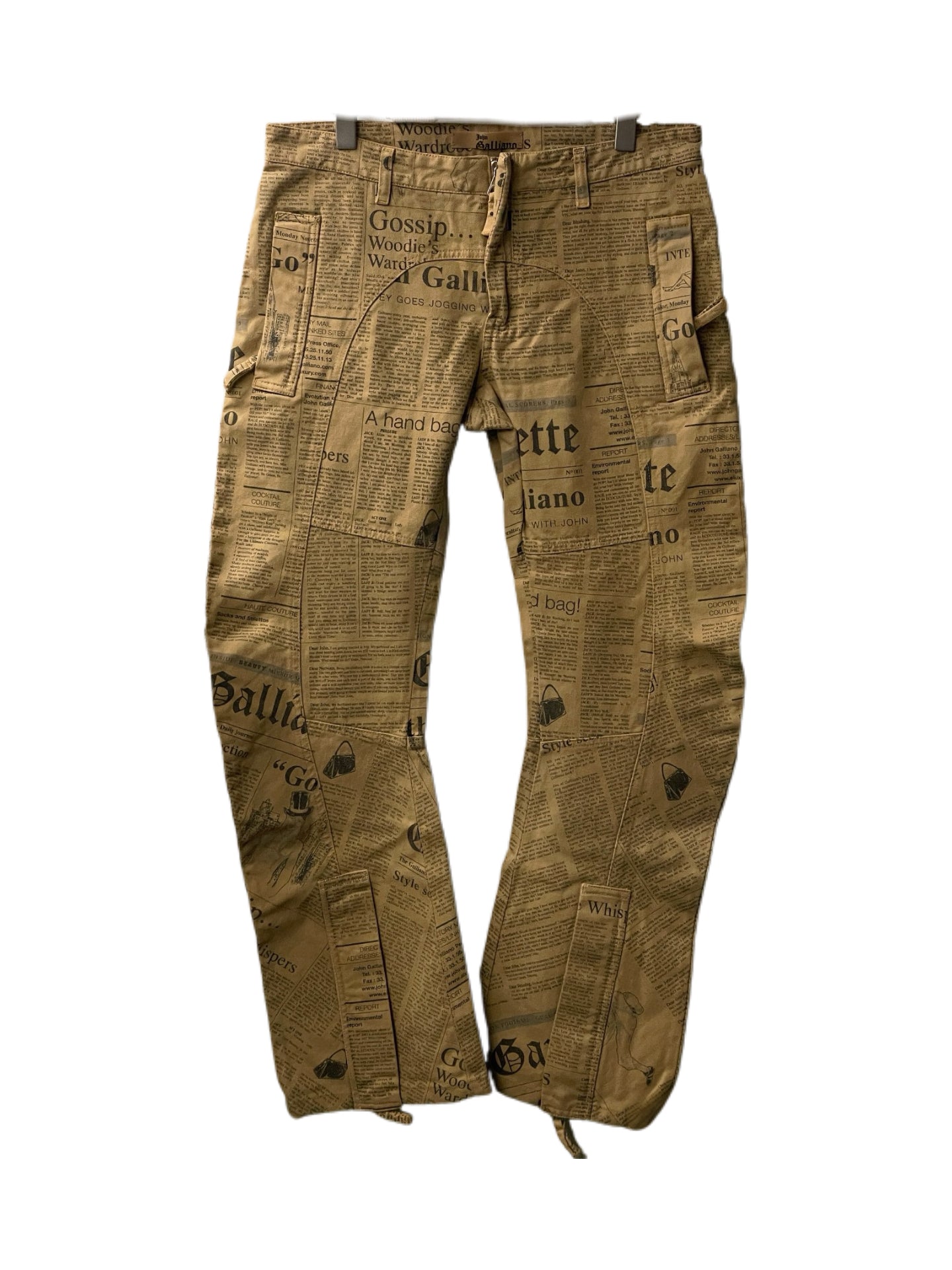 John Galliano 2005FW Newspaper Print Pants Cotton Archive Rare Runway Style Piece