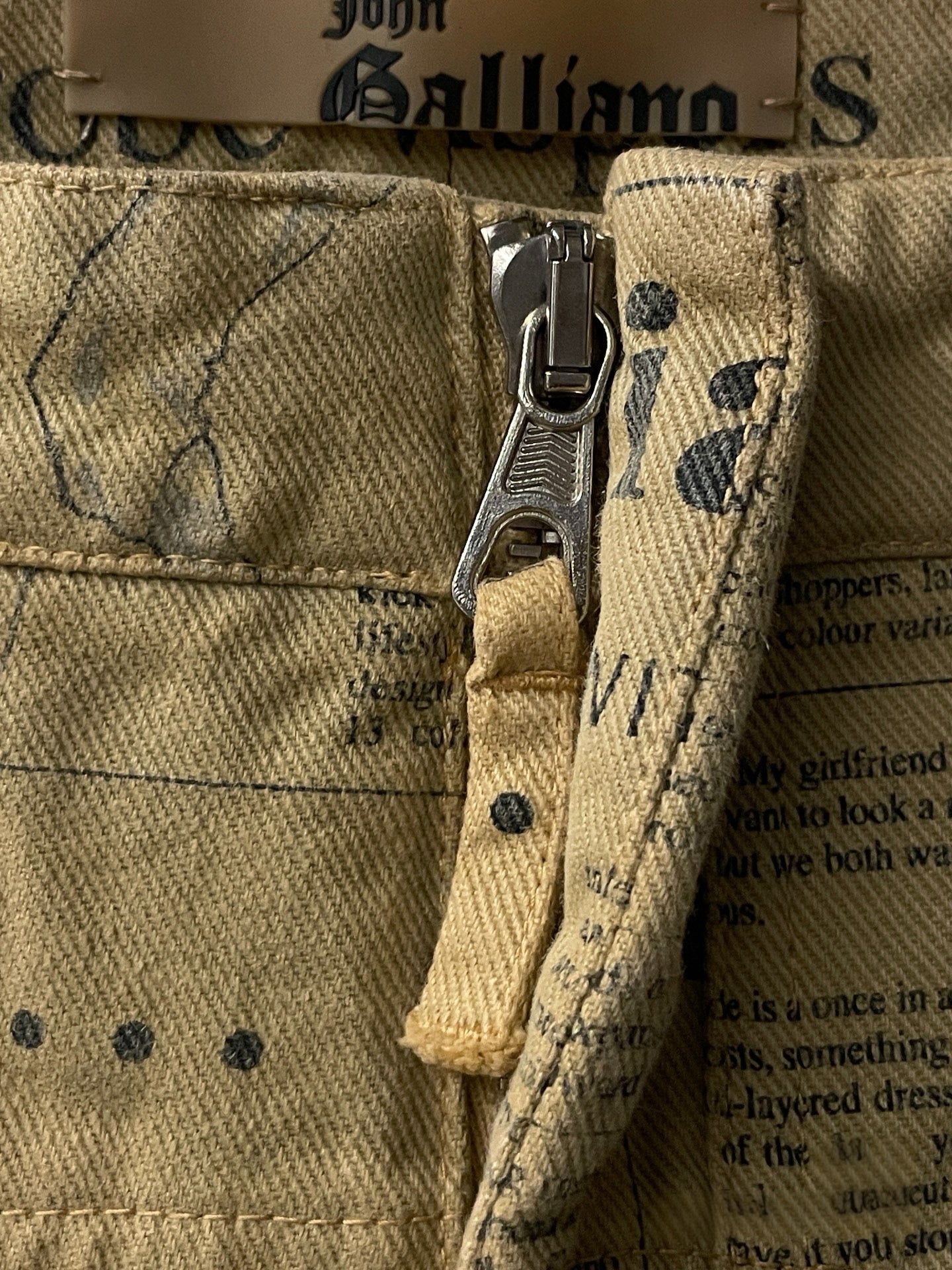 John Galliano 2005FW Newspaper Print Pants Cotton Archive Rare Runway Style Piece