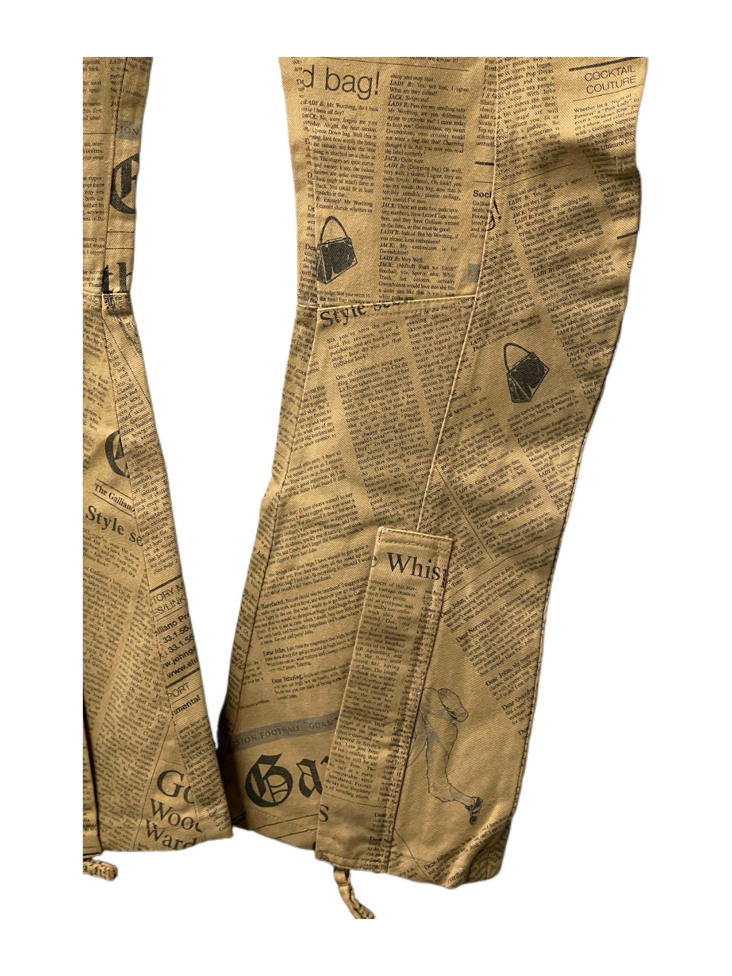John Galliano 2005FW Newspaper Print Pants Cotton Archive Rare Runway Style Piece