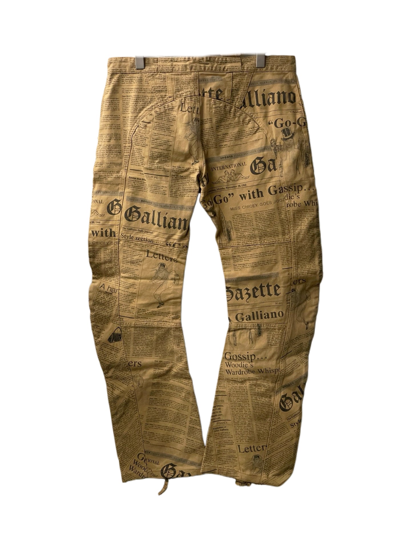 John Galliano 2005FW Newspaper Print Pants Cotton Archive Rare Runway Style Piece