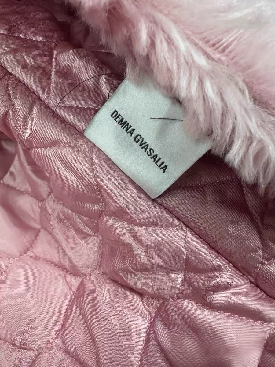 Vetements FW2019 Pink Faux Fur Robe Coat – Oversized Luxury Bathrobe Style Runway Outerwear