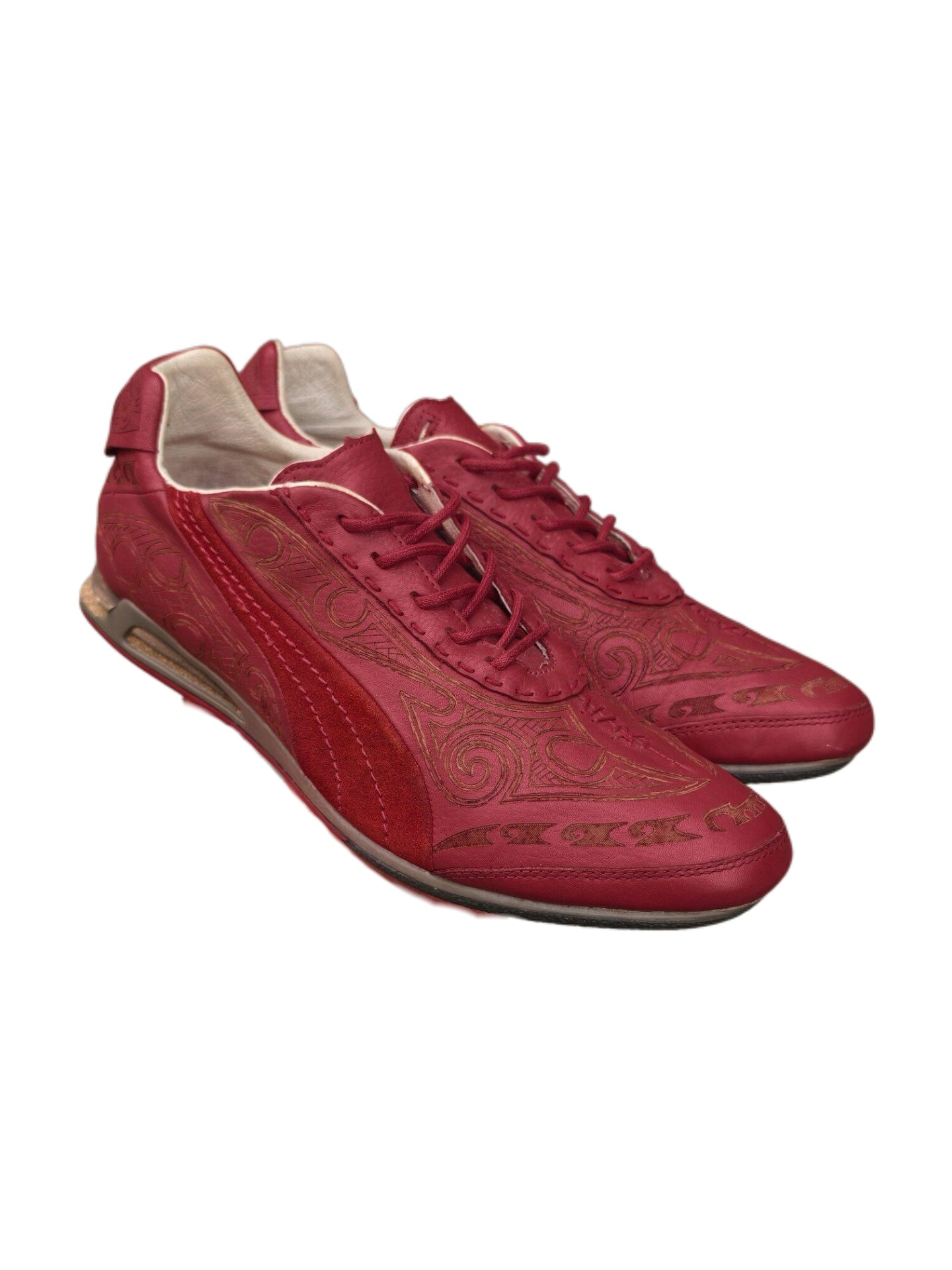 Alexander McQueen x Puma 2008 Sample Distressed Carved Leather Sneakers Cork Sole Archive Rare