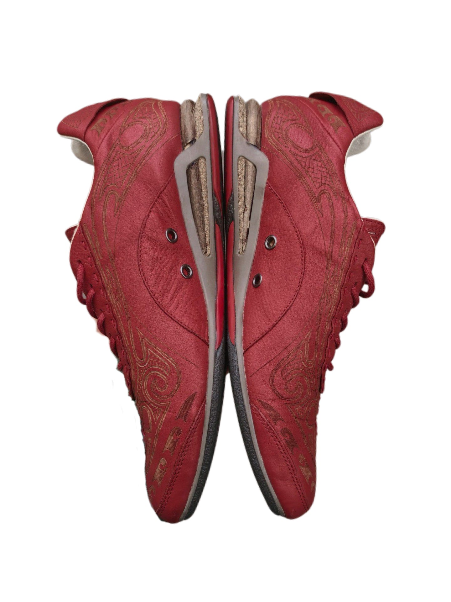 Alexander McQueen x Puma 2008 Sample Distressed Carved Leather Sneakers Cork Sole Archive Rare