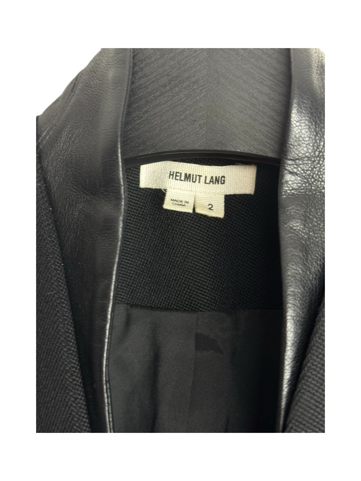 Helmut Lang Lamb Leather Panel Blazer Jacket Black Minimalist Archive Hybrid Tailoring Piece