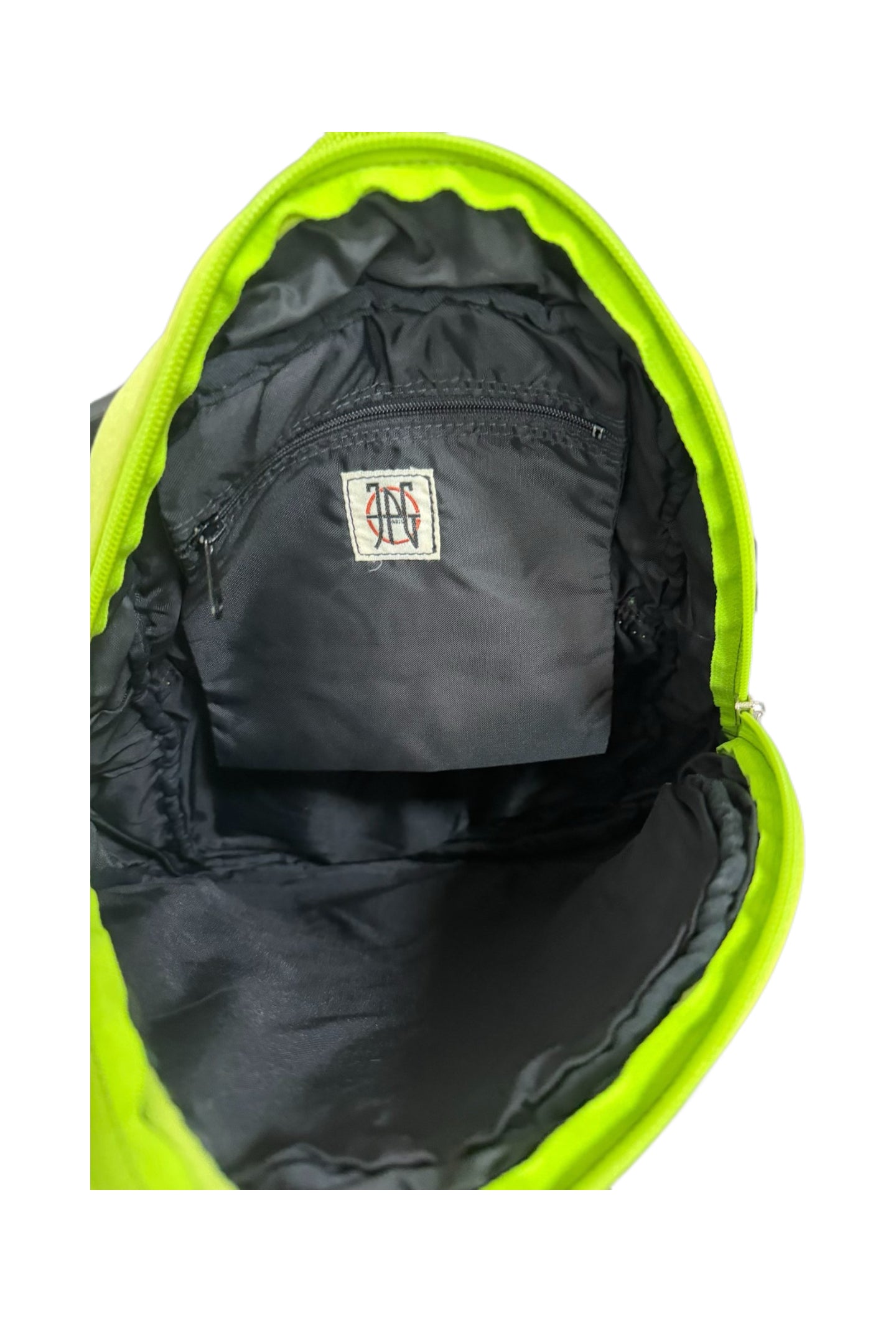 Jean Paul Gaultier Neon Green Embossed Backpack JPG Logo Futuristic Archive Bag