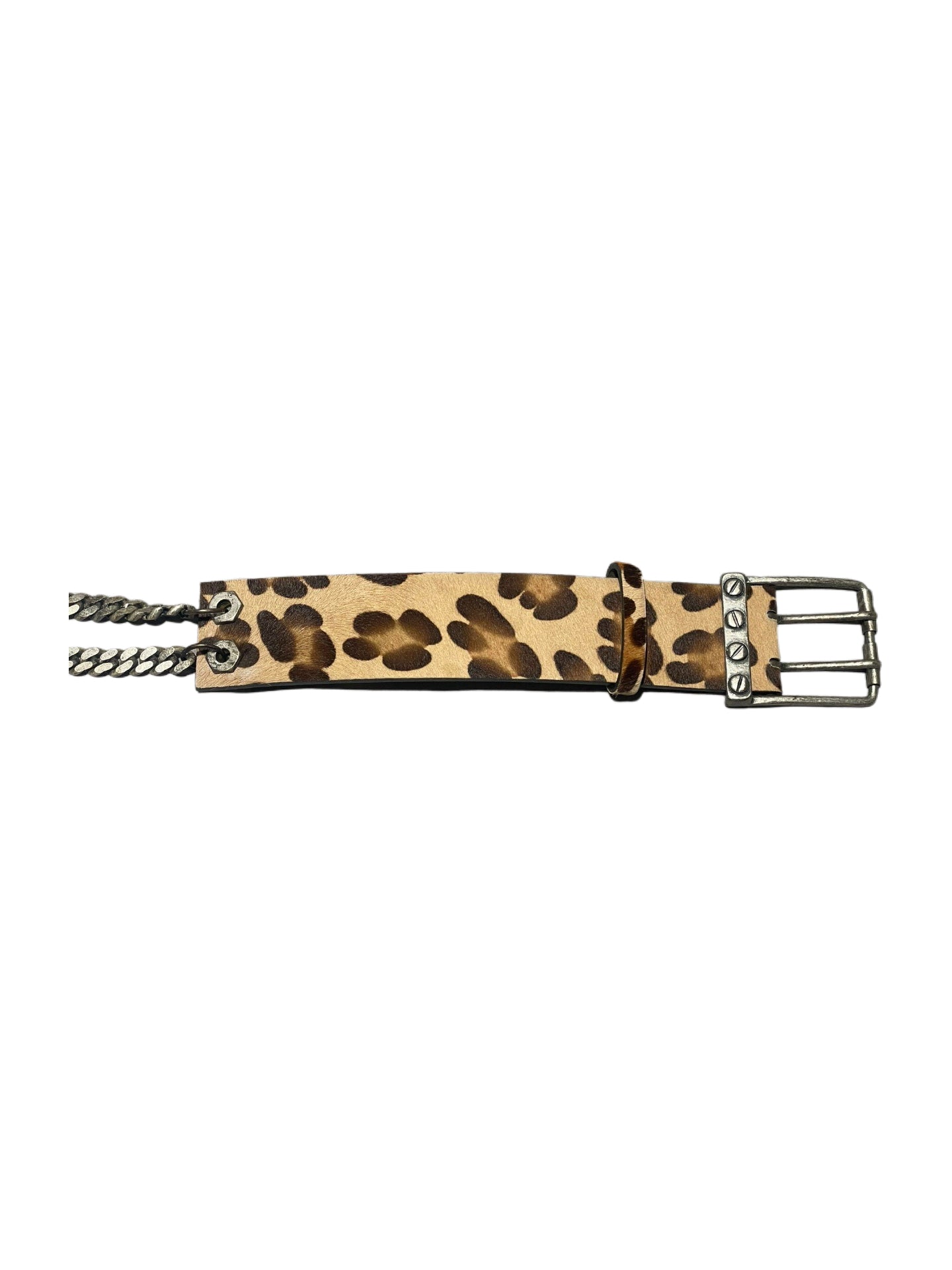 John Galliano Homme 2007SS Leopard Print Chain Belt Punk Art Deco Archive Leather Belt
