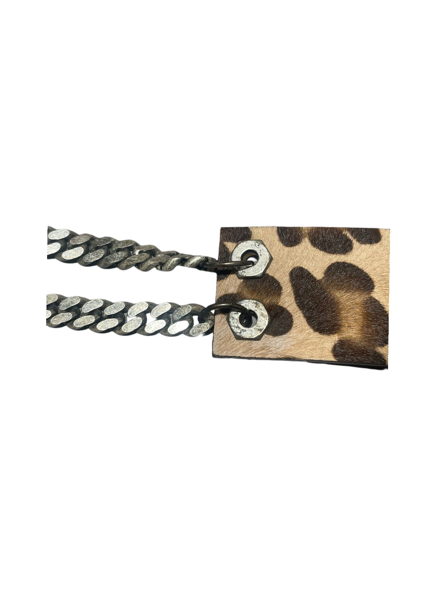 John Galliano Homme 2007SS Leopard Print Chain Belt Punk Art Deco Archive Leather Belt