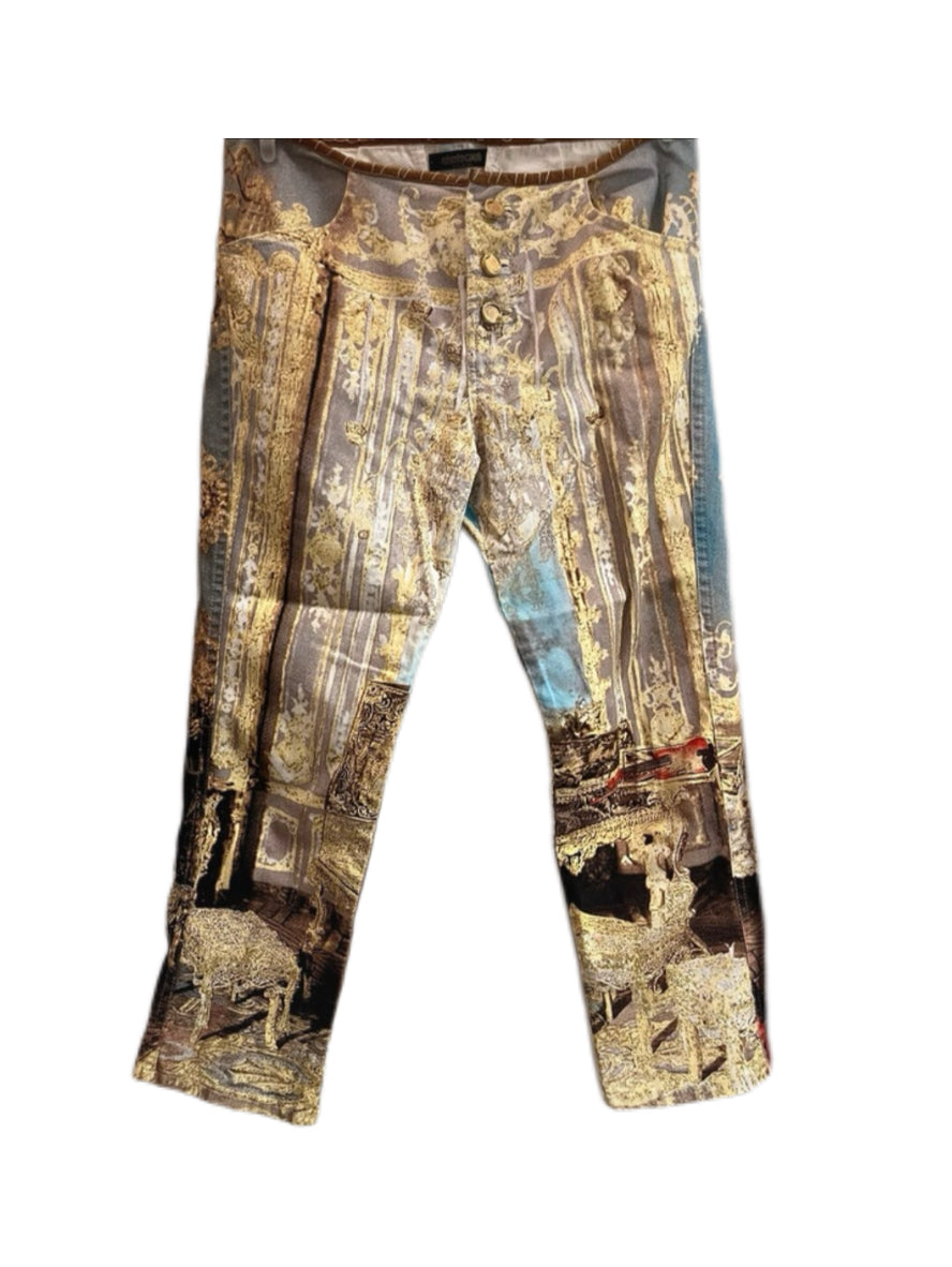 Roberto Cavalli Baroque Palace Museum Print Pants Vintage Archive Runway Collector Piece