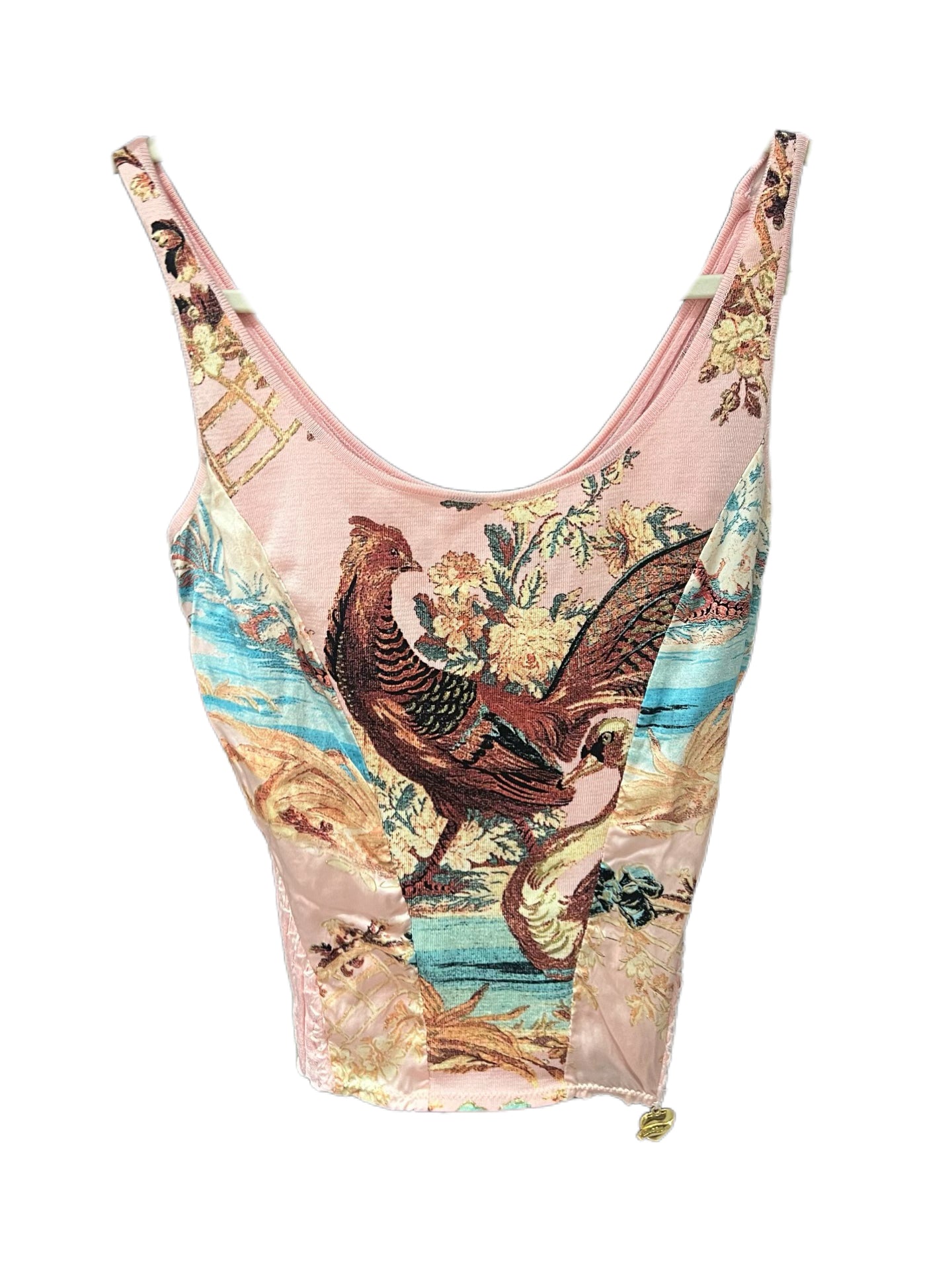 Roberto Cavalli 2003 Rare Phoenix Print Pink Knit Camisole Tank Top