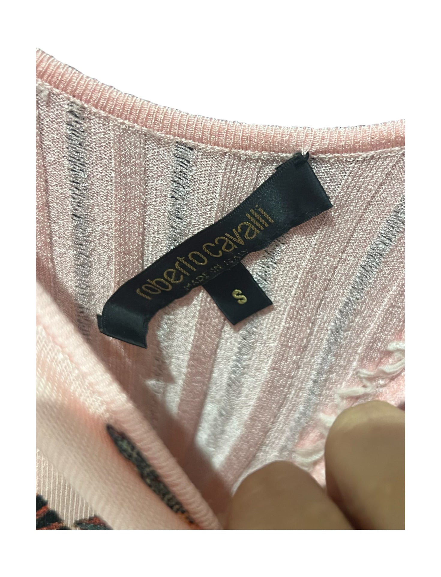 Roberto Cavalli 2003 Rare Phoenix Print Pink Knit Camisole Tank Top