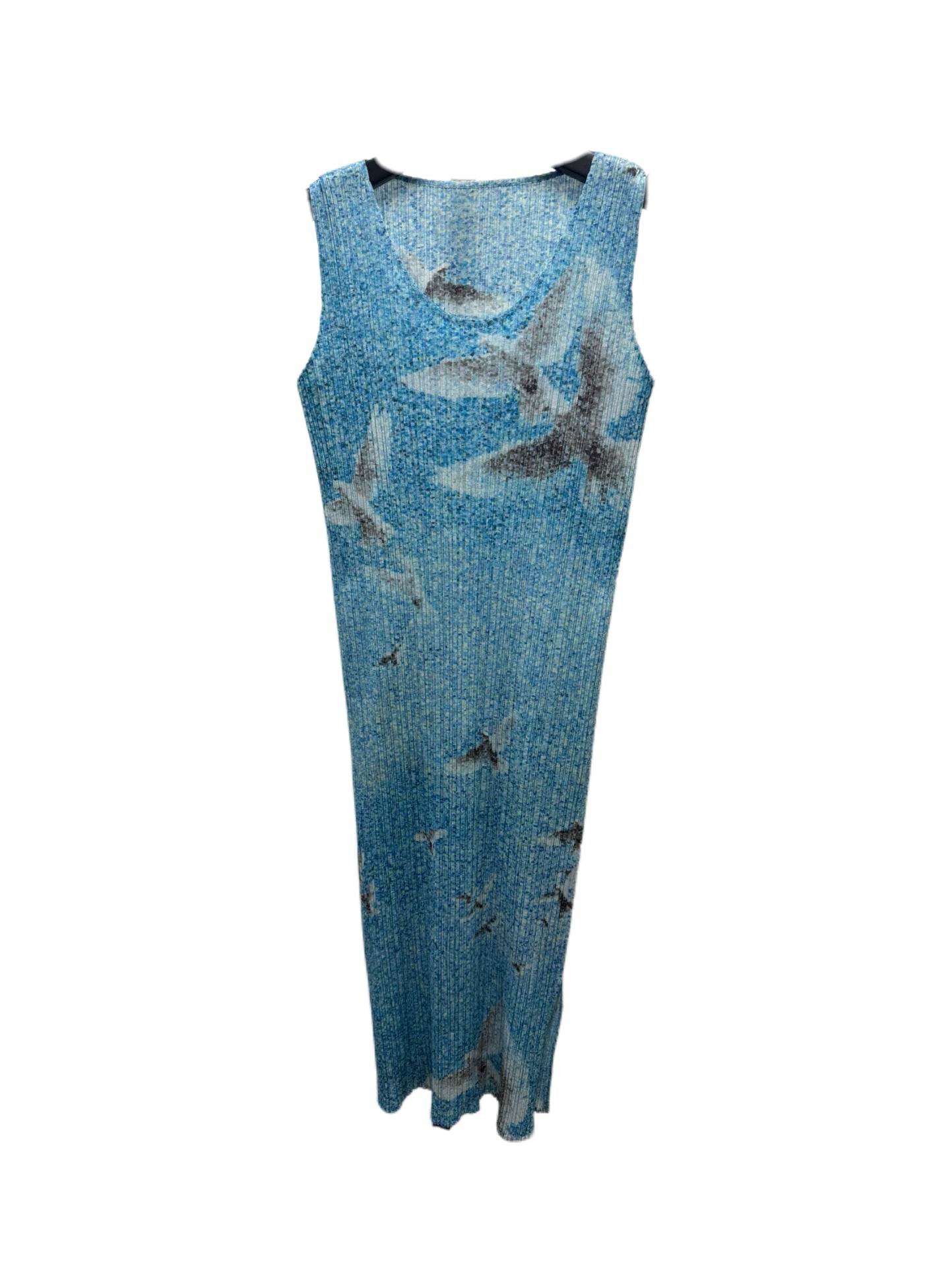 Issey Miyake Pleats Please Archive Dove Print Pleated Dress Sculptural Rare Vintage Piece