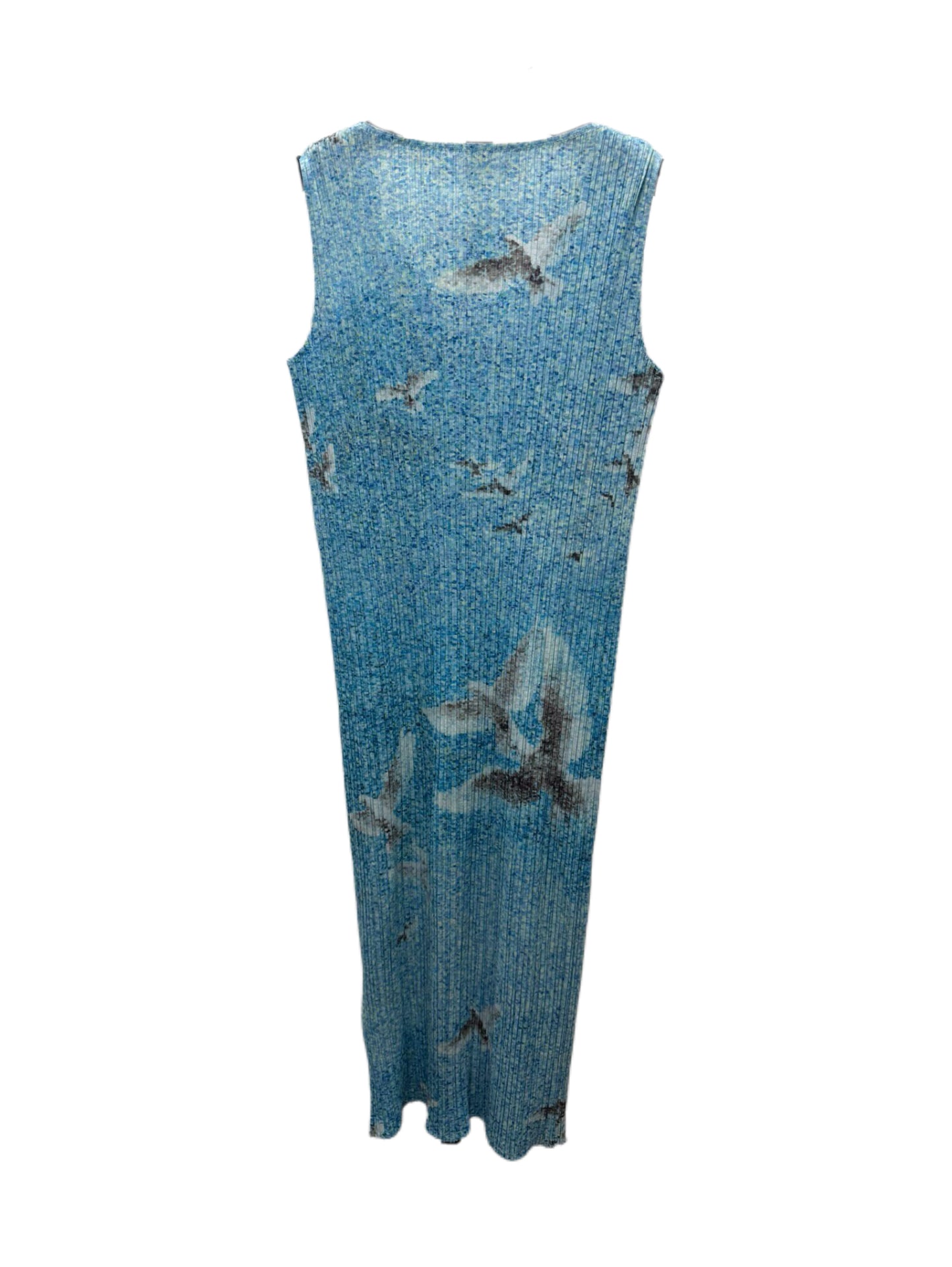 Issey Miyake Pleats Please Archive Dove Print Pleated Dress Sculptural Rare Vintage Piece