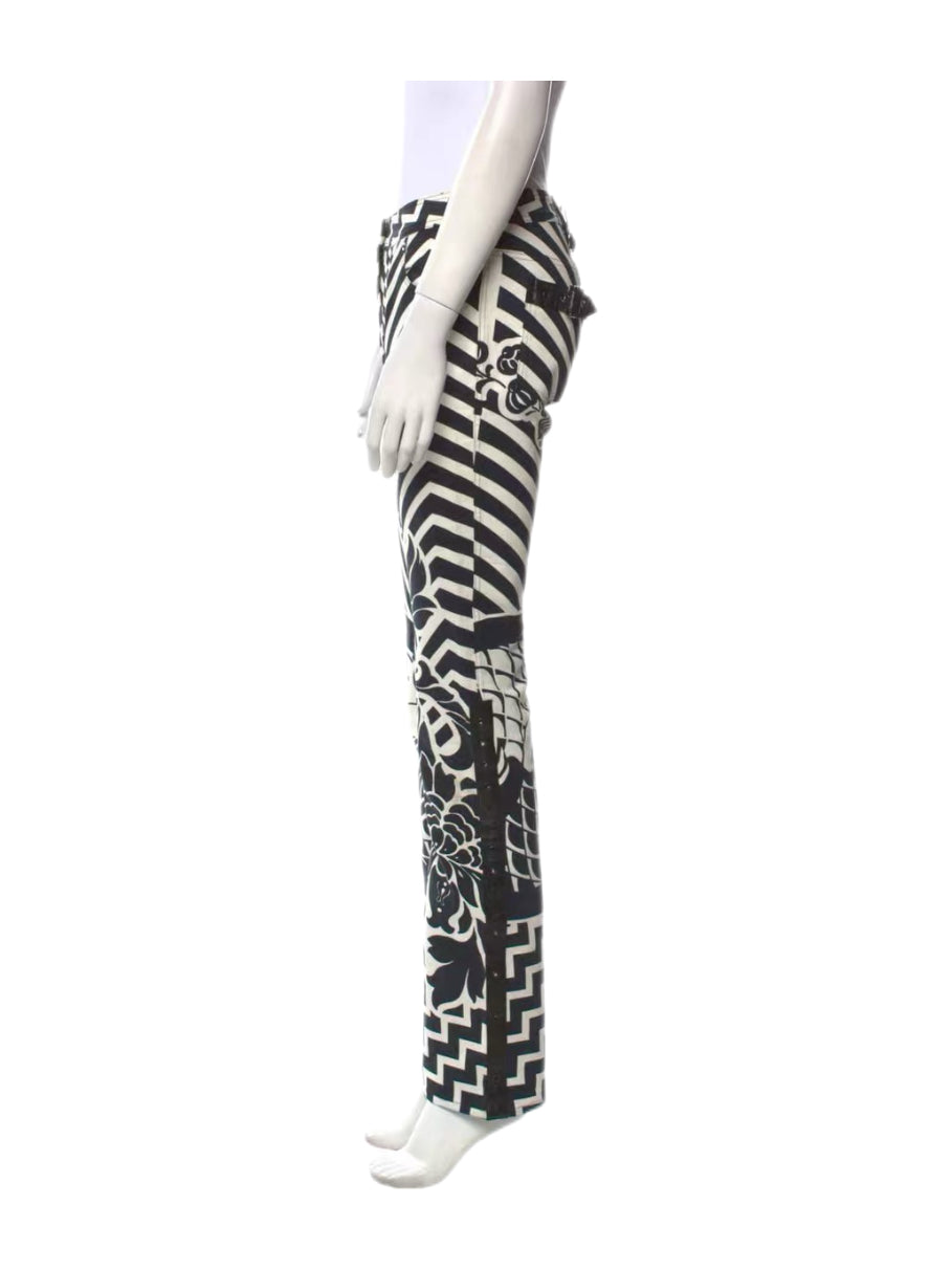 Christian Dior by John Galliano 2003 FW Runway Graphic Print Pants Rare Archive Piece Black White Oriental Motif