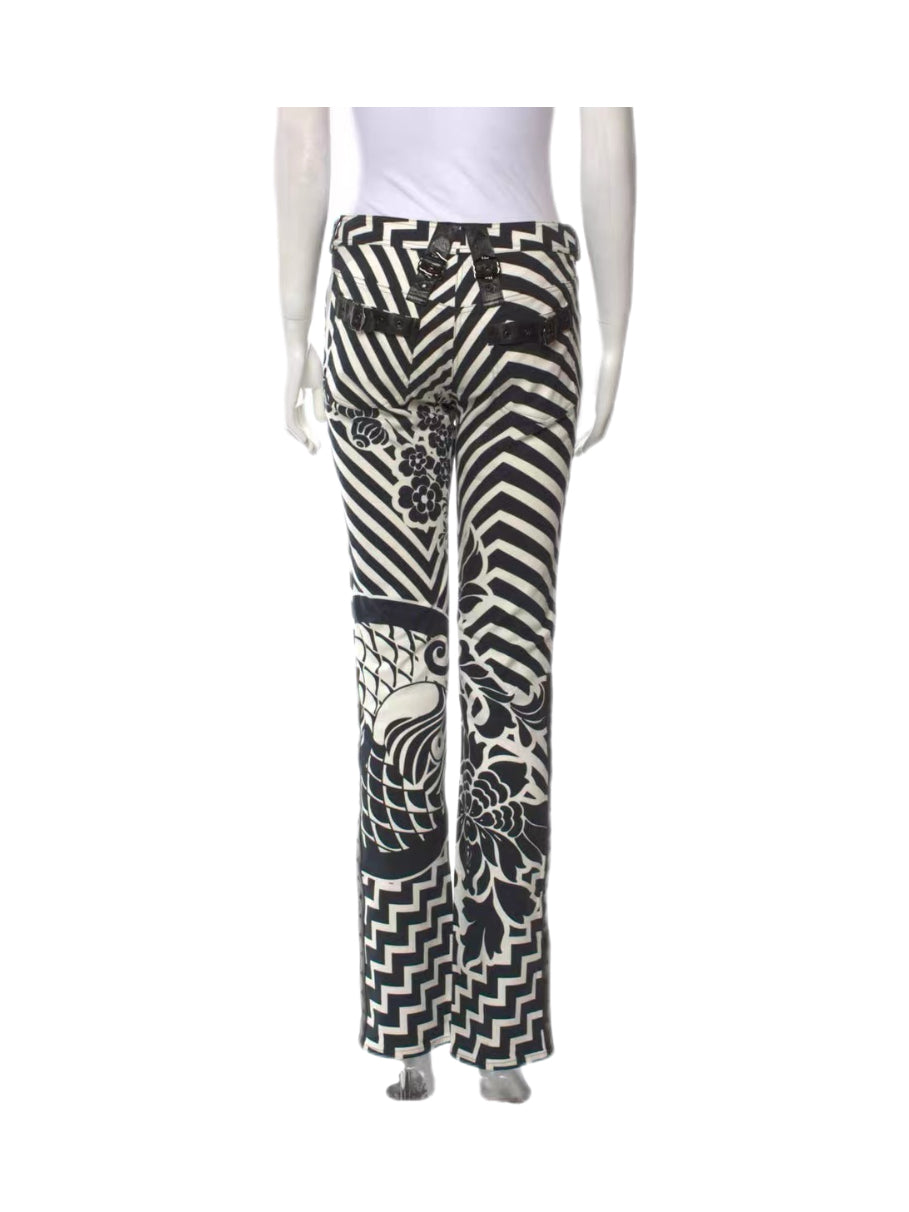 Christian Dior by John Galliano 2003 FW Runway Graphic Print Pants Rare Archive Piece Black White Oriental Motif