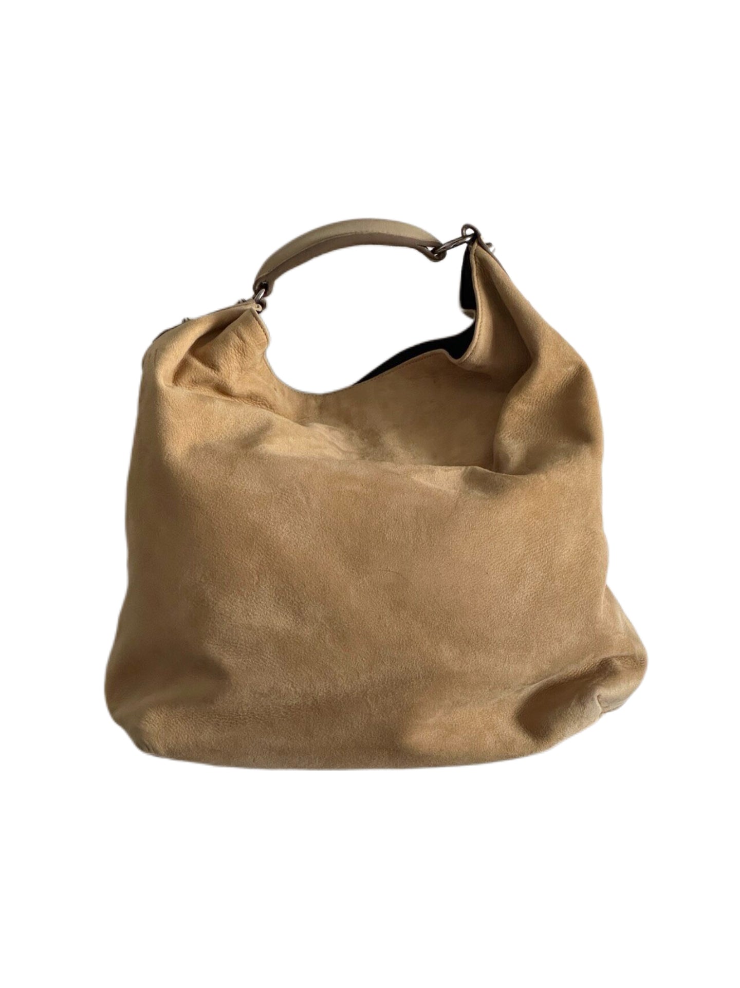 Balenciaga Vintage Suede Bucket Hobo Bag Light Brown Graphic Print Rare Archive Piece Paris New York Edition