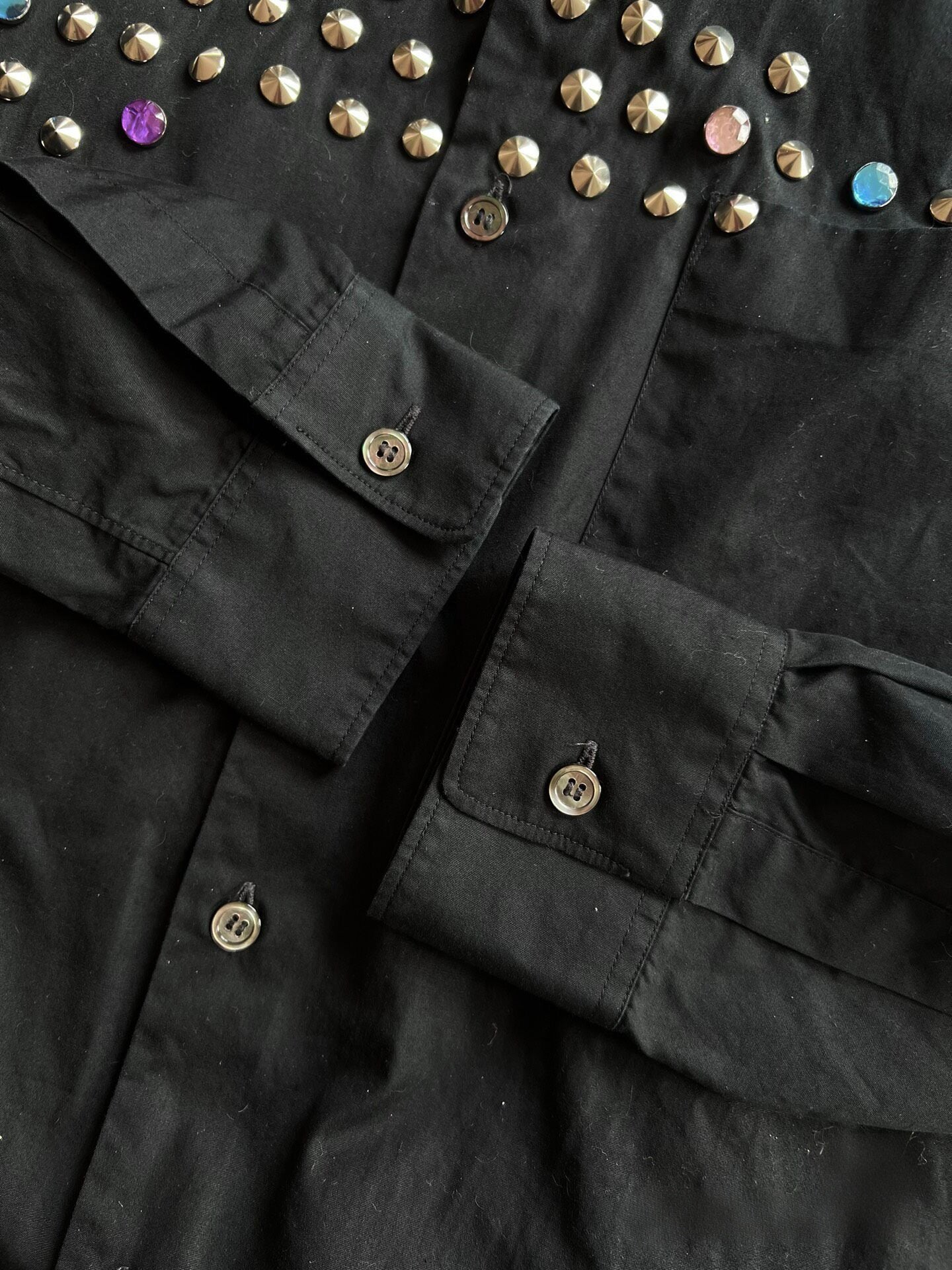 Junya Watanabe MAN 2002 Studded Cross Gem Shirt Black Punk Archive Comme des Garçons Rare Piece