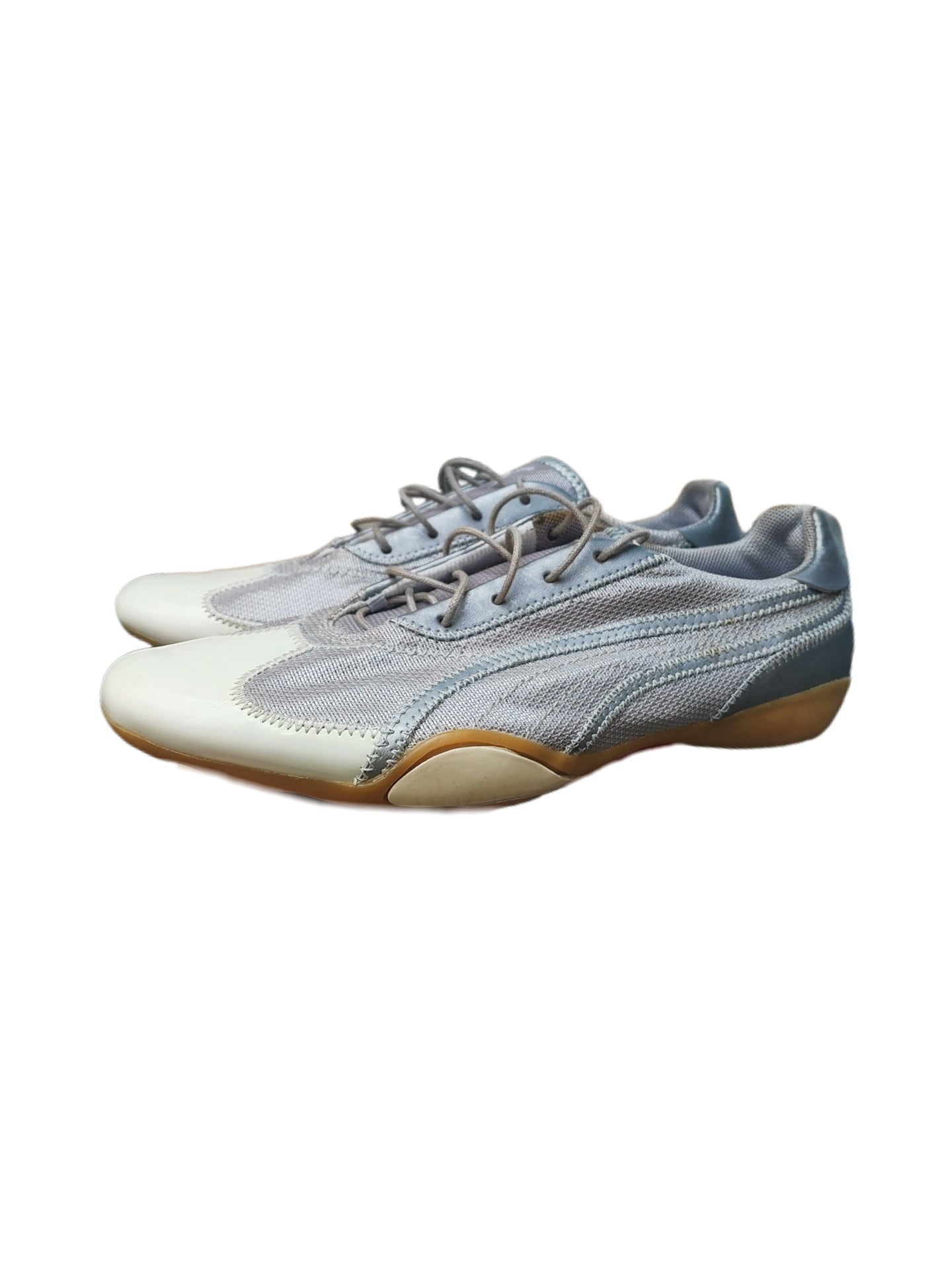 Vintage Puma 2000s Silver Low Profile Sneakers Y2K Minimal Tech Runner Rare Archive